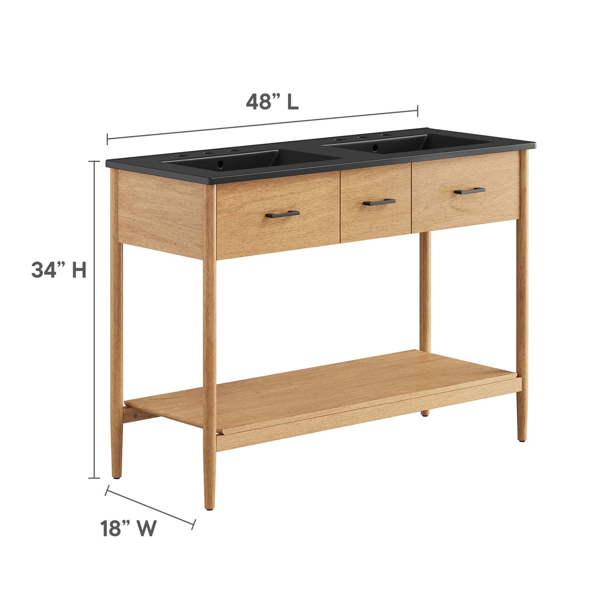 Modway Zaire 48" Double Sink Bathroom Vanity, Natural/Black, large
