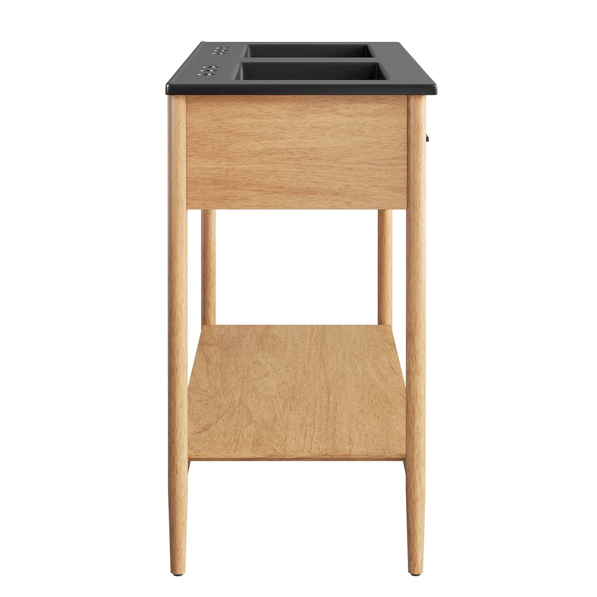 Modway Zaire 48" Double Sink Bathroom Vanity, Natural/Black, large