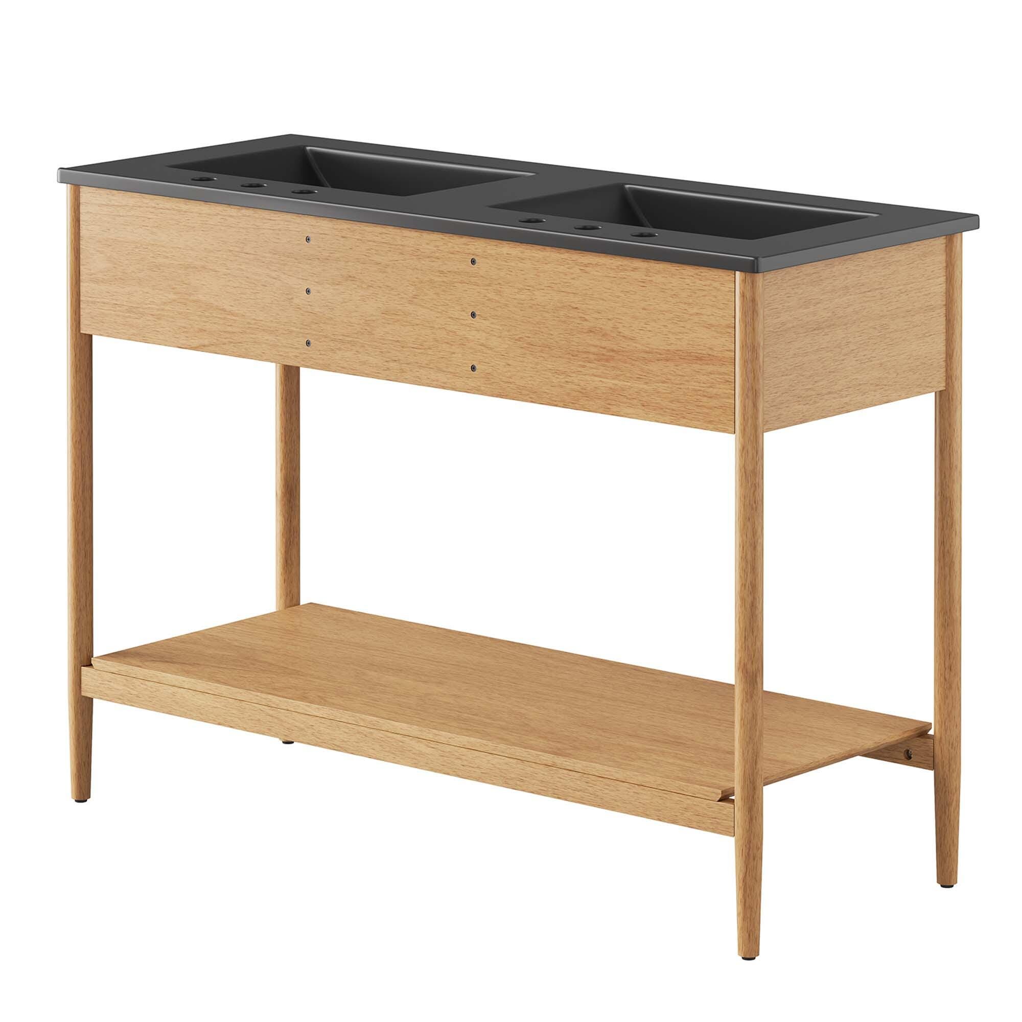 Modway Zaire 48" Double Sink Bathroom Vanity, Natural/Black, large
