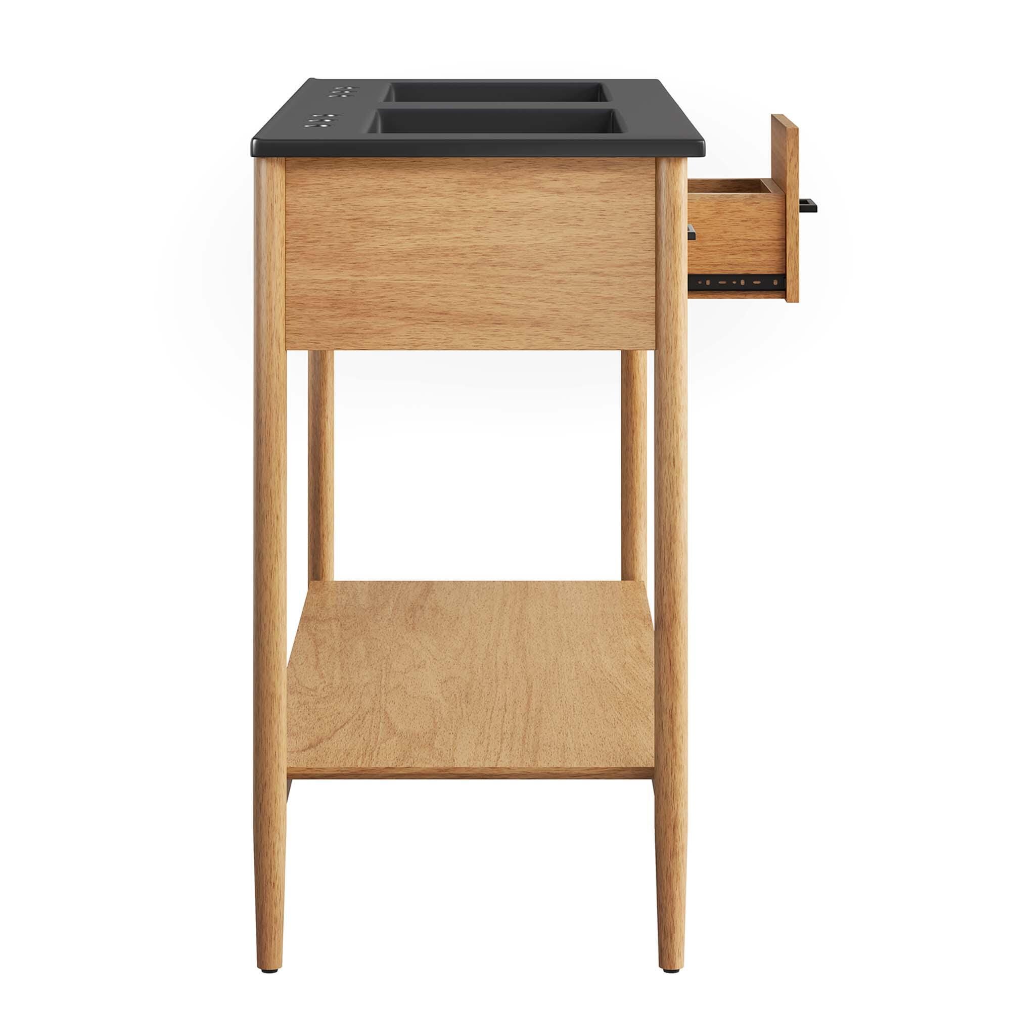 Modway Zaire 48" Double Sink Bathroom Vanity, Natural/Black, large