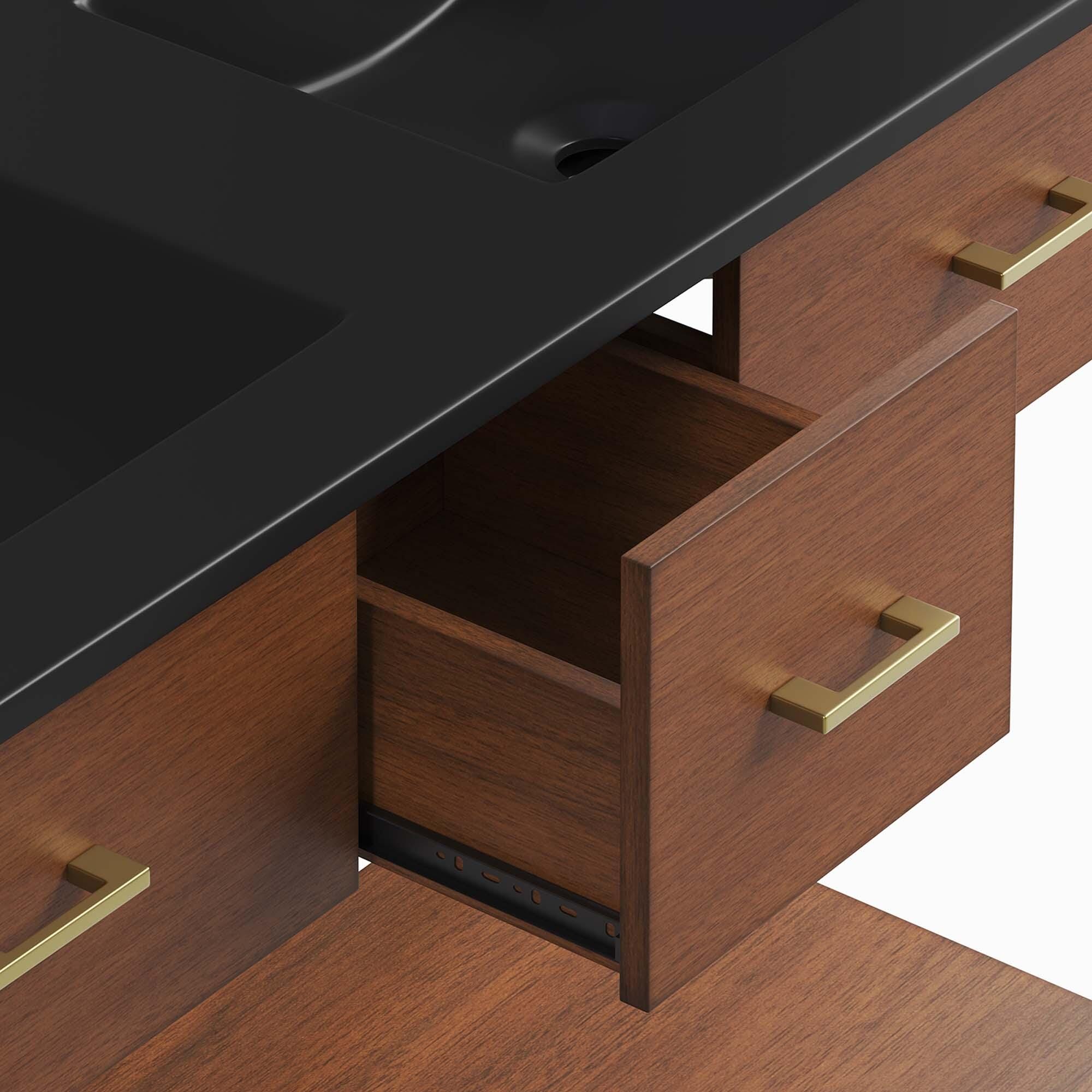 Modway Zaire 48" Double Sink Bathroom Vanity, Walnut/Black, large