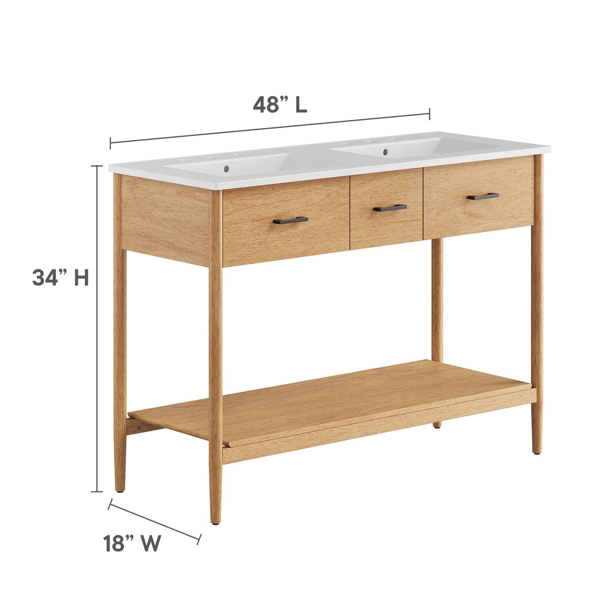 Modway Zaire 48" Double Sink Bathroom Vanity, Natural/White, large