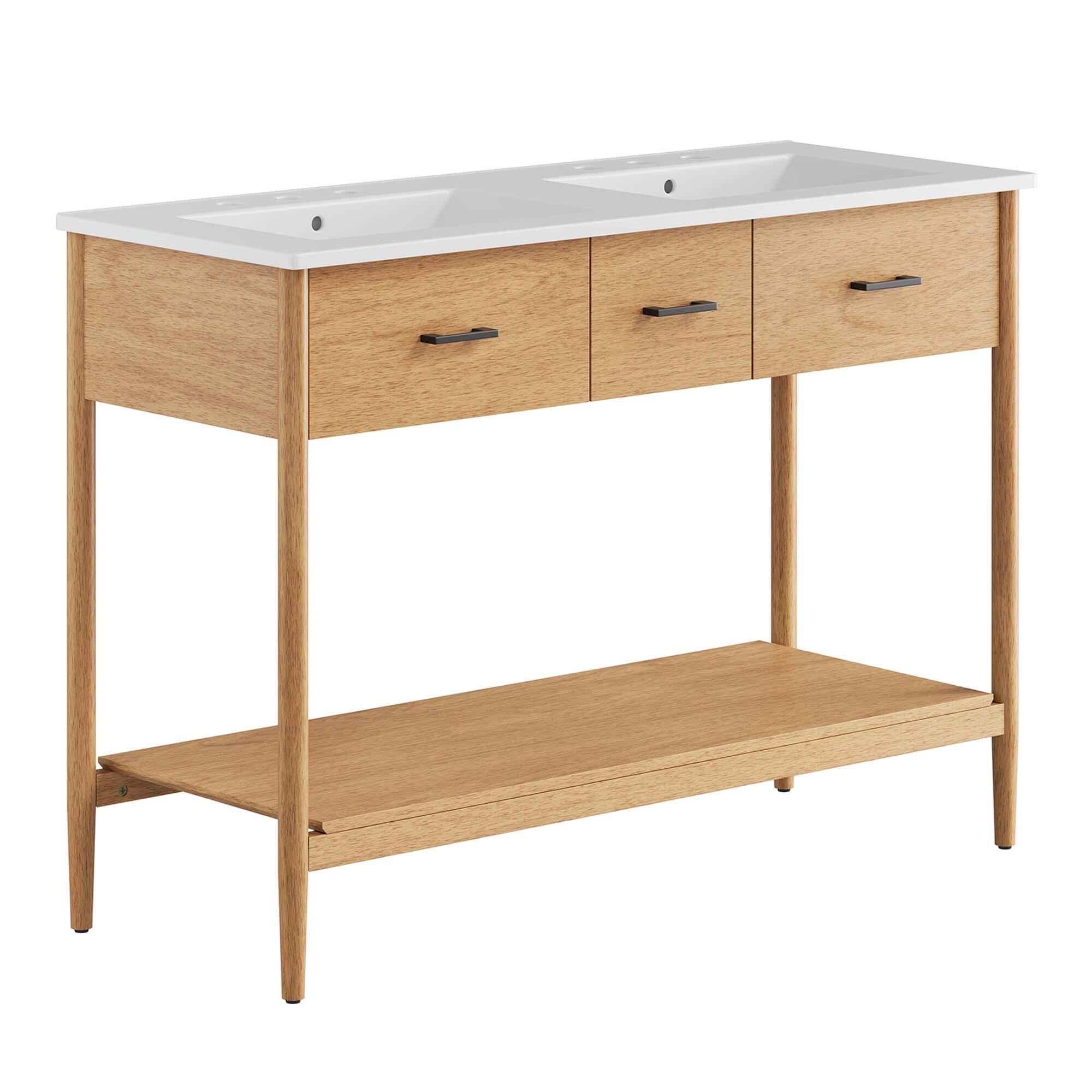 Modway Zaire 48" Double Sink Bathroom Vanity, Natural/White, large