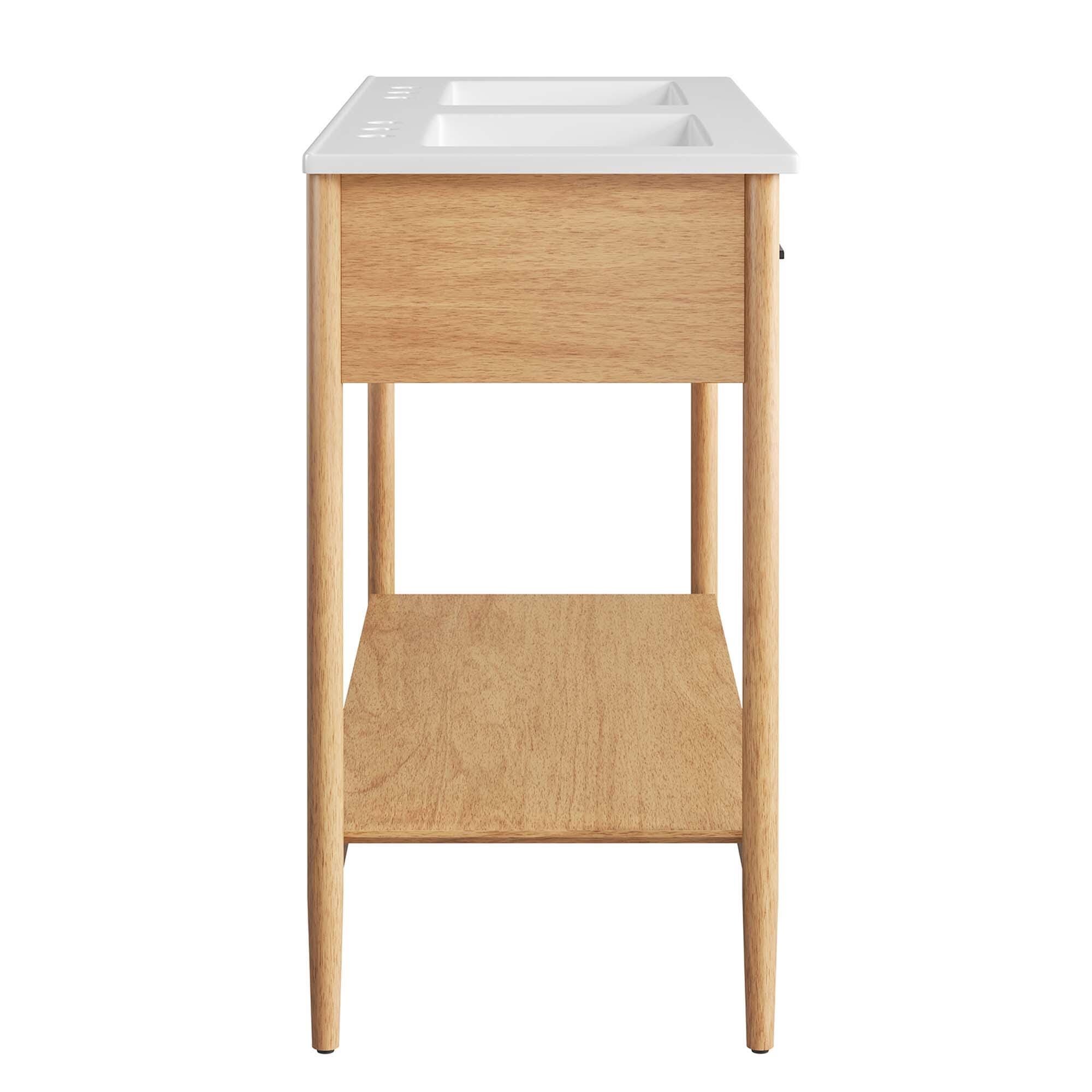 Modway Zaire 48" Double Sink Bathroom Vanity, Natural/White, large