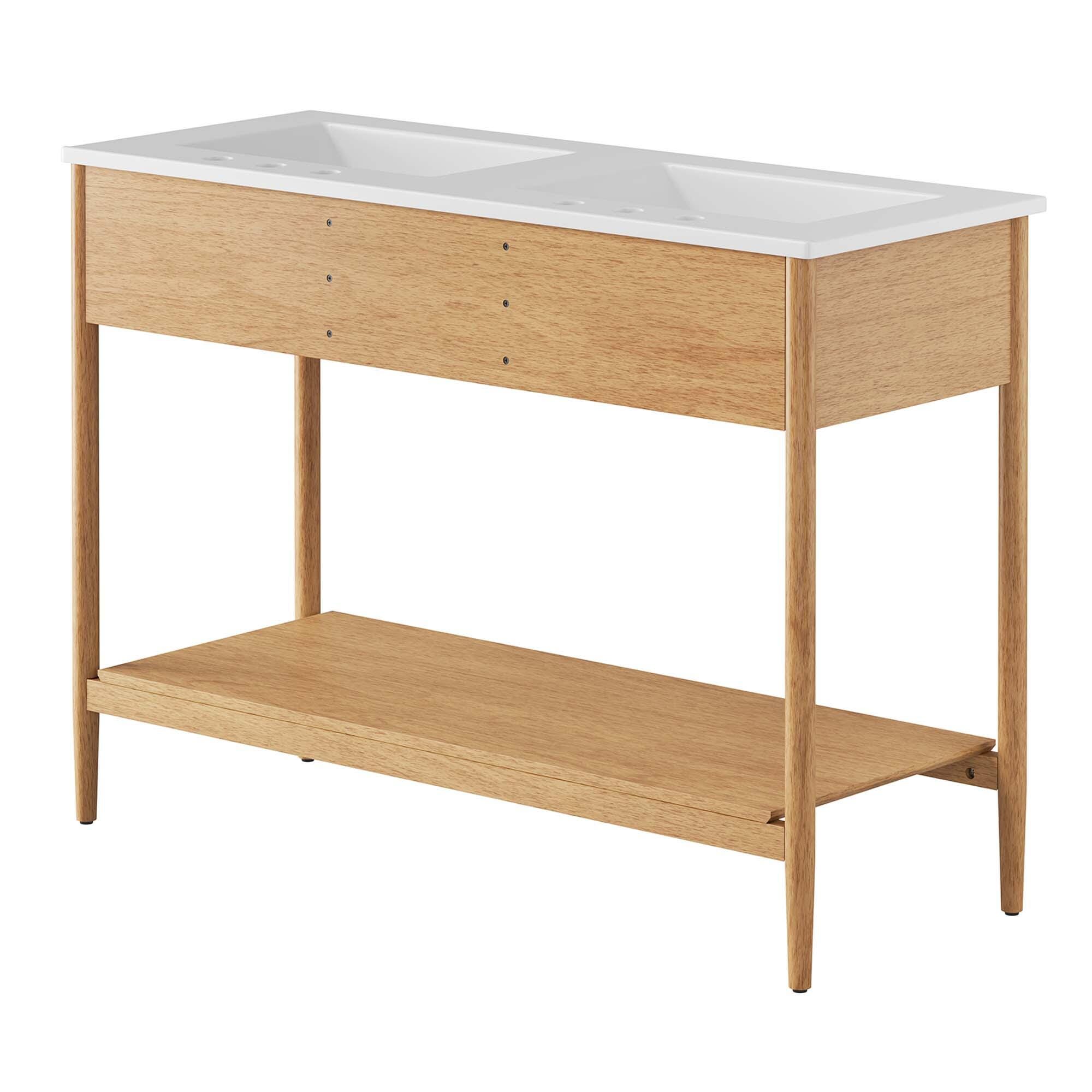 Modway Zaire 48" Double Sink Bathroom Vanity, Natural/White, large