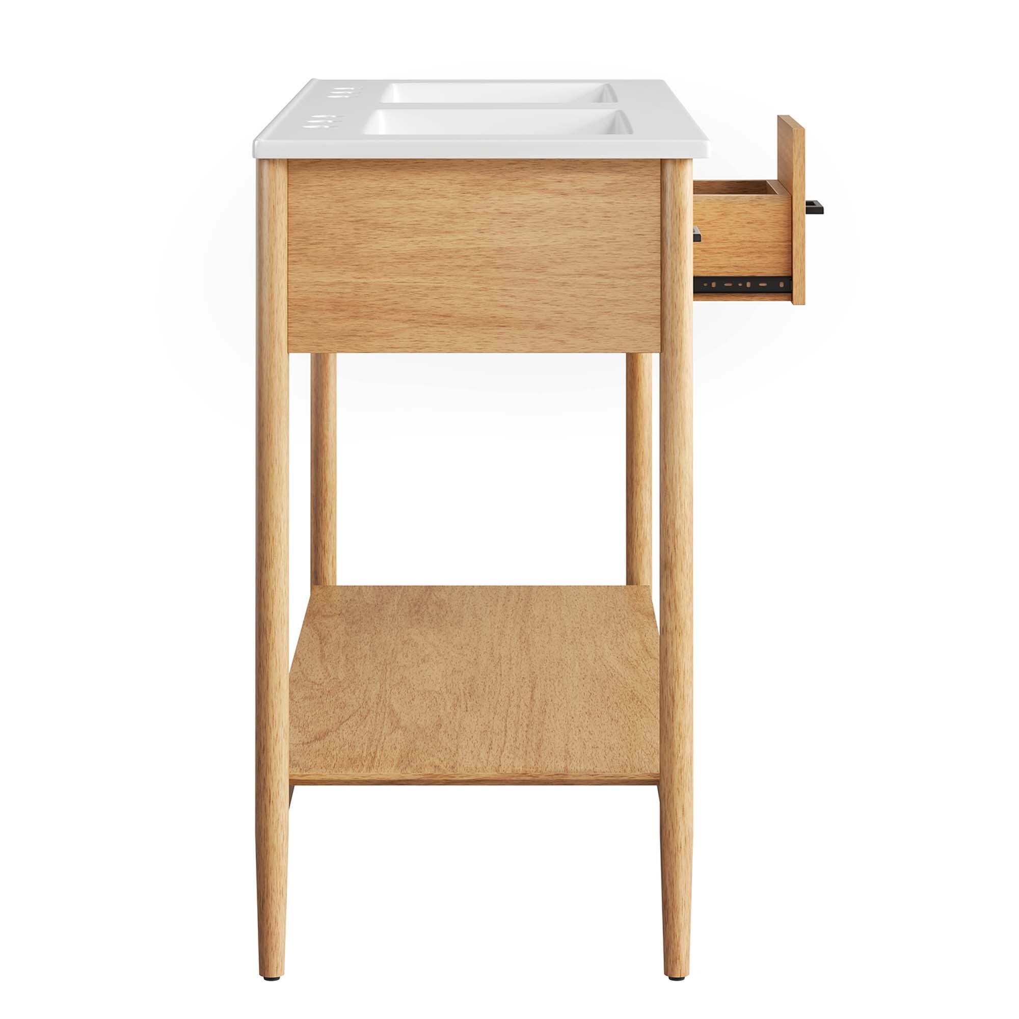 Modway Zaire 48" Double Sink Bathroom Vanity, Natural/White, large