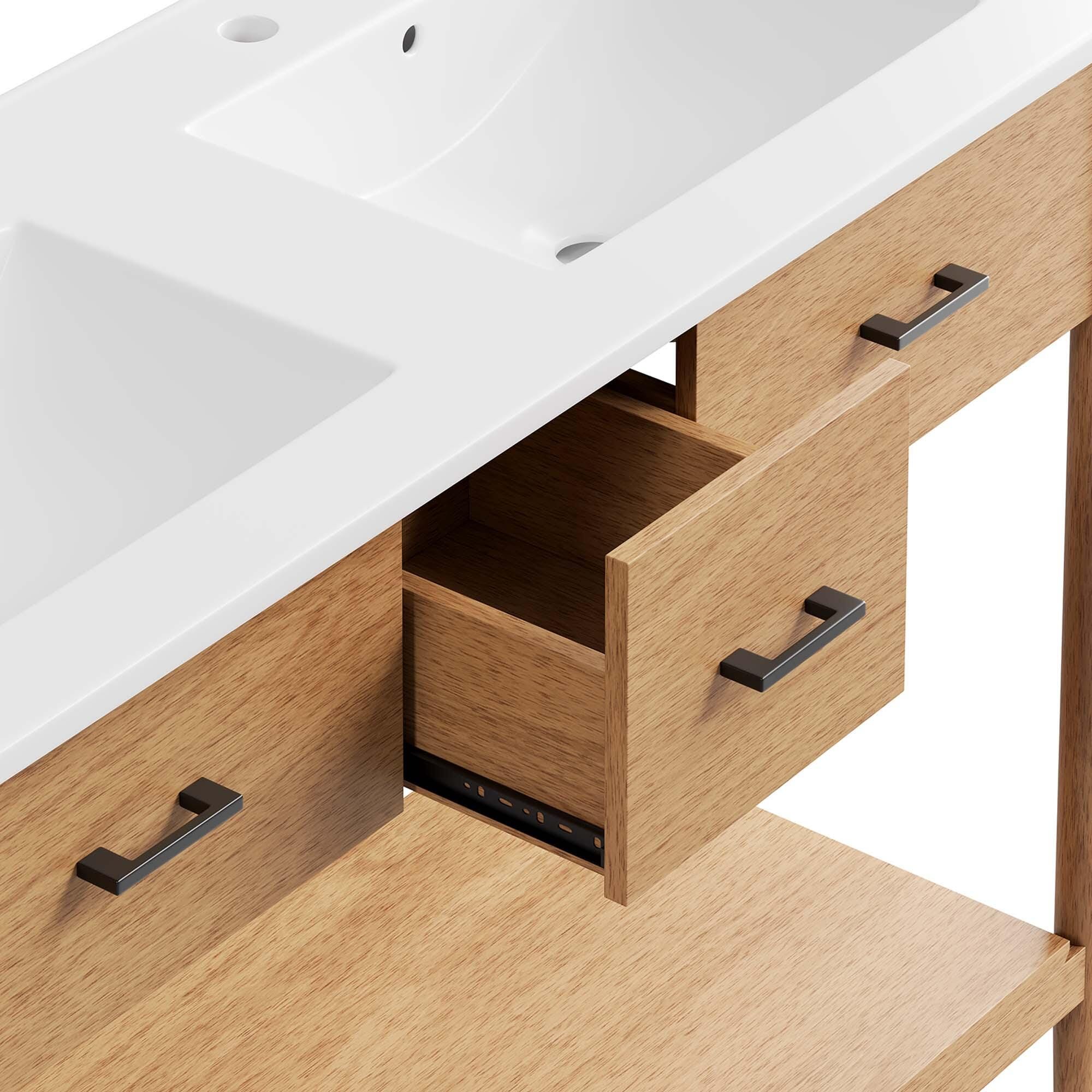 Modway Zaire 48" Double Sink Bathroom Vanity, Natural/White, large