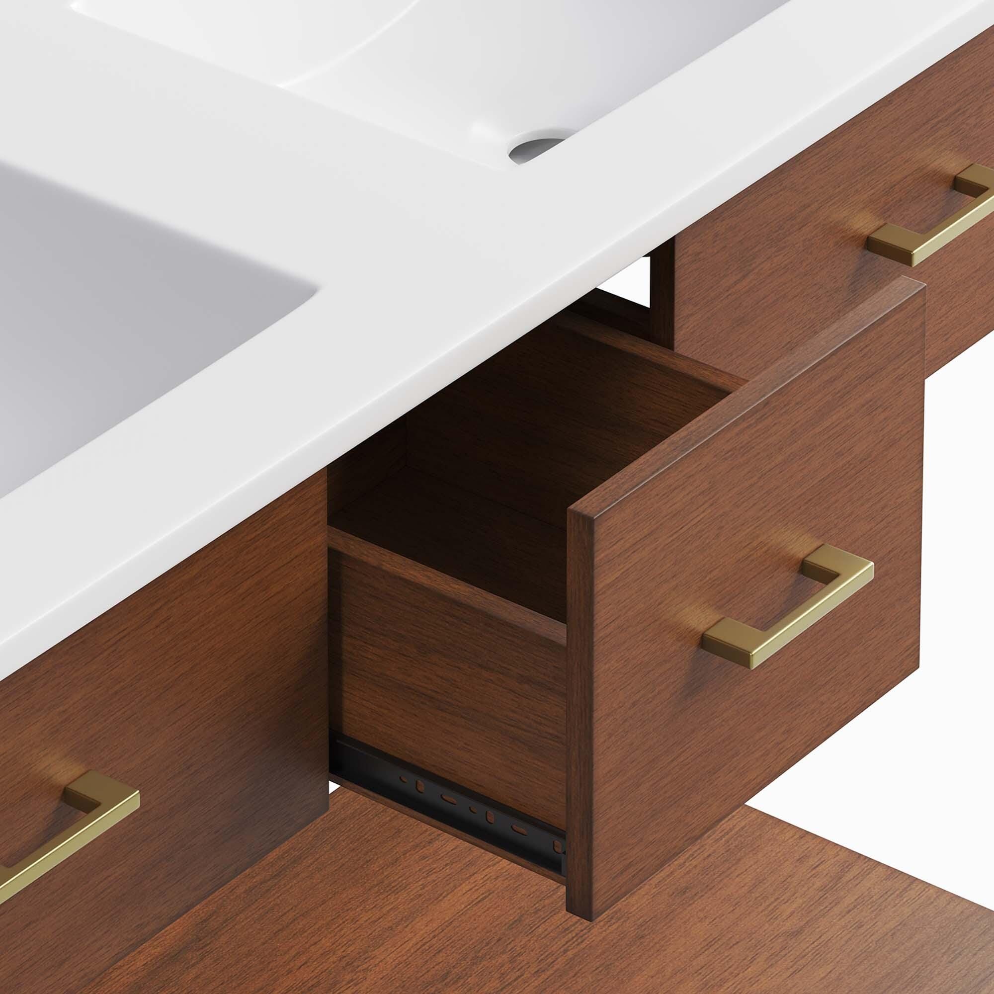 Modway Zaire 48" Double Sink Bathroom Vanity, Walnut/White, large