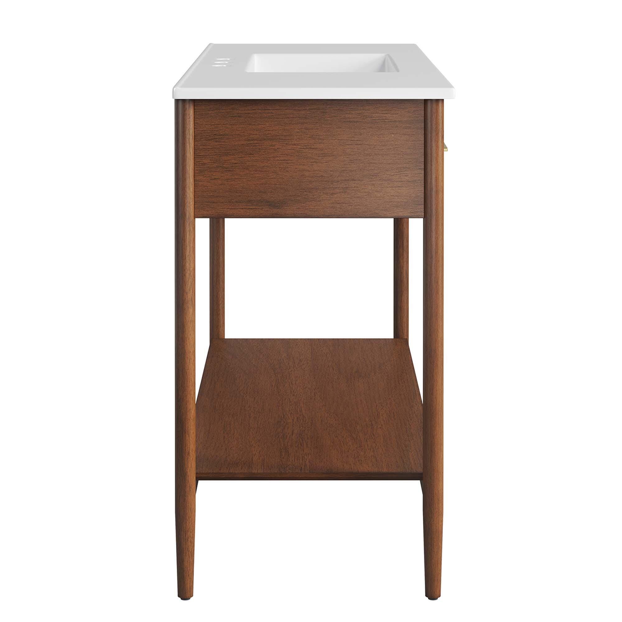 Modway Zaire 48" Single Sink Bathroom Vanity, Walnut/White, large