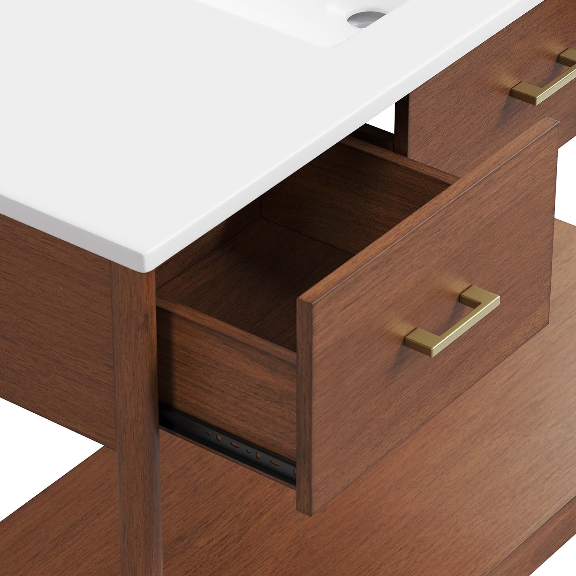 Modway Zaire 48" Single Sink Bathroom Vanity, Walnut/White, large