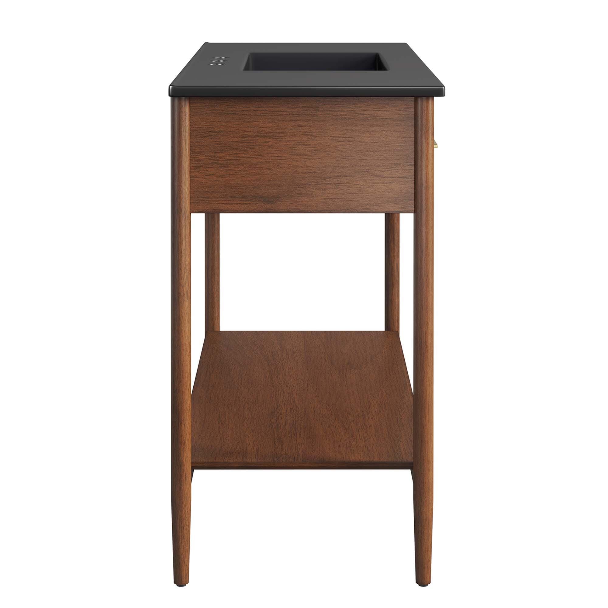 Modway Zaire 48" Single Sink Bathroom Vanity, Walnut/Black, large