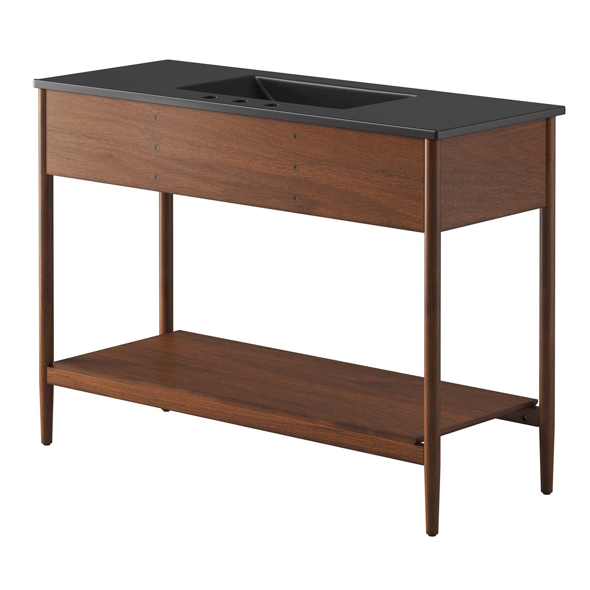 Modway Zaire 48" Single Sink Bathroom Vanity, Walnut/Black, large