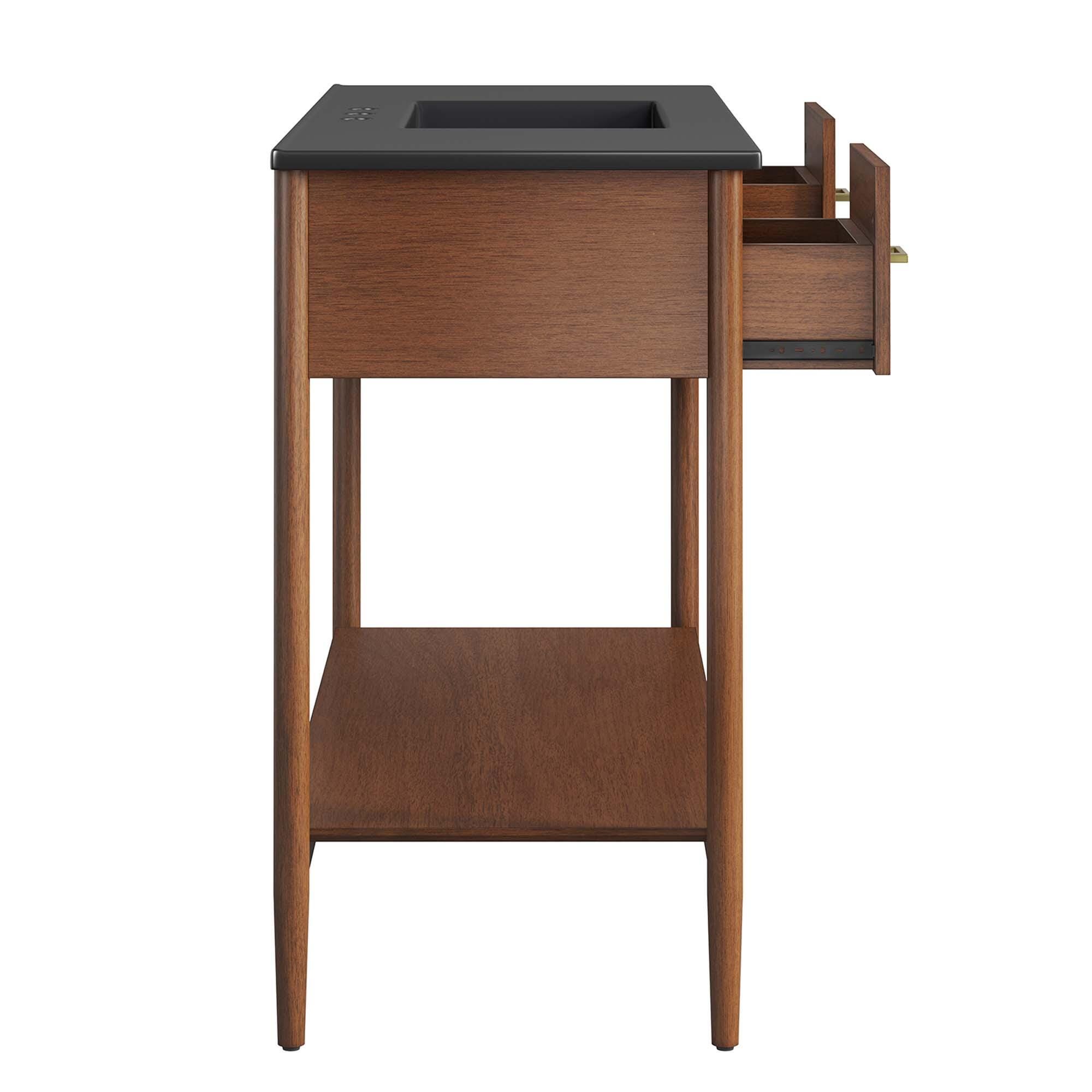 Modway Zaire 48" Single Sink Bathroom Vanity, Walnut/Black, large