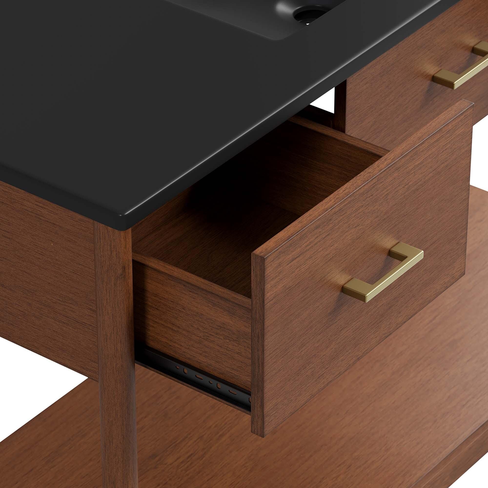 Modway Zaire 48" Single Sink Bathroom Vanity, Walnut/Black, large