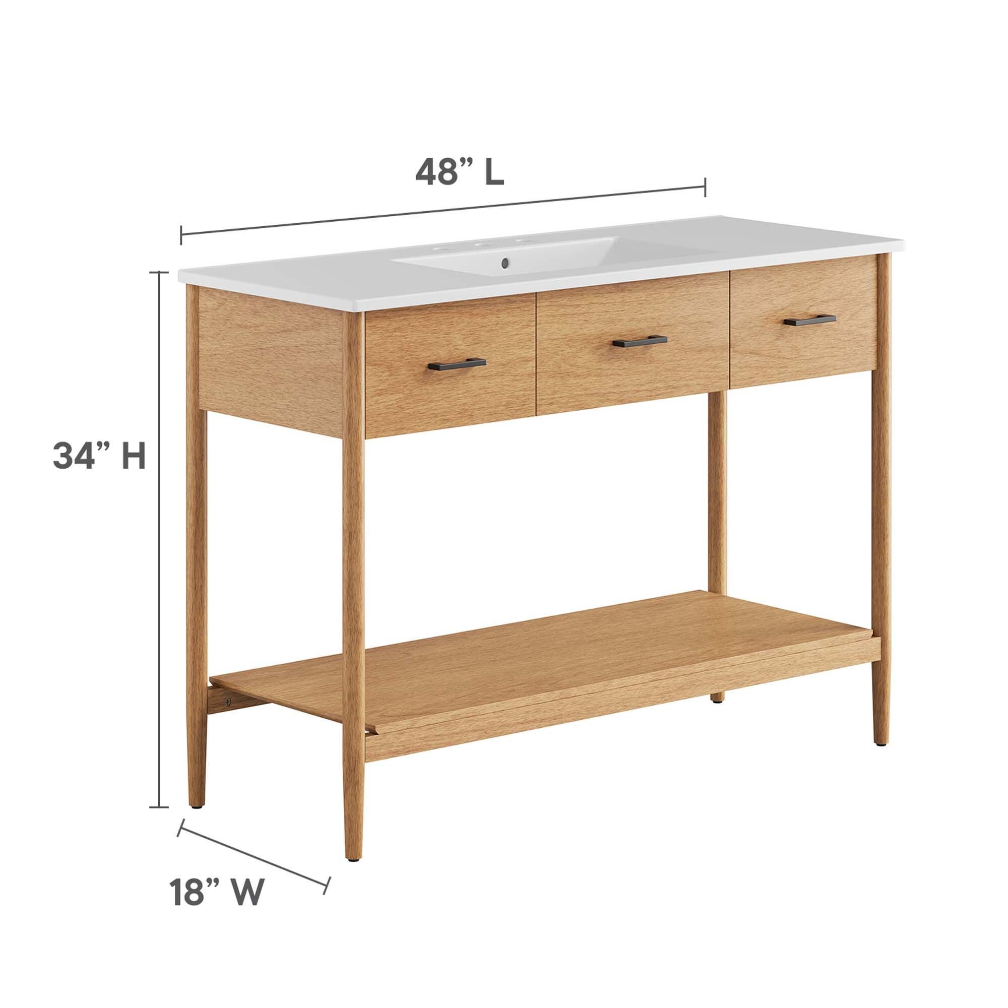 Modway Zaire 48" Single Sink Bathroom Vanity, Natural/White, large