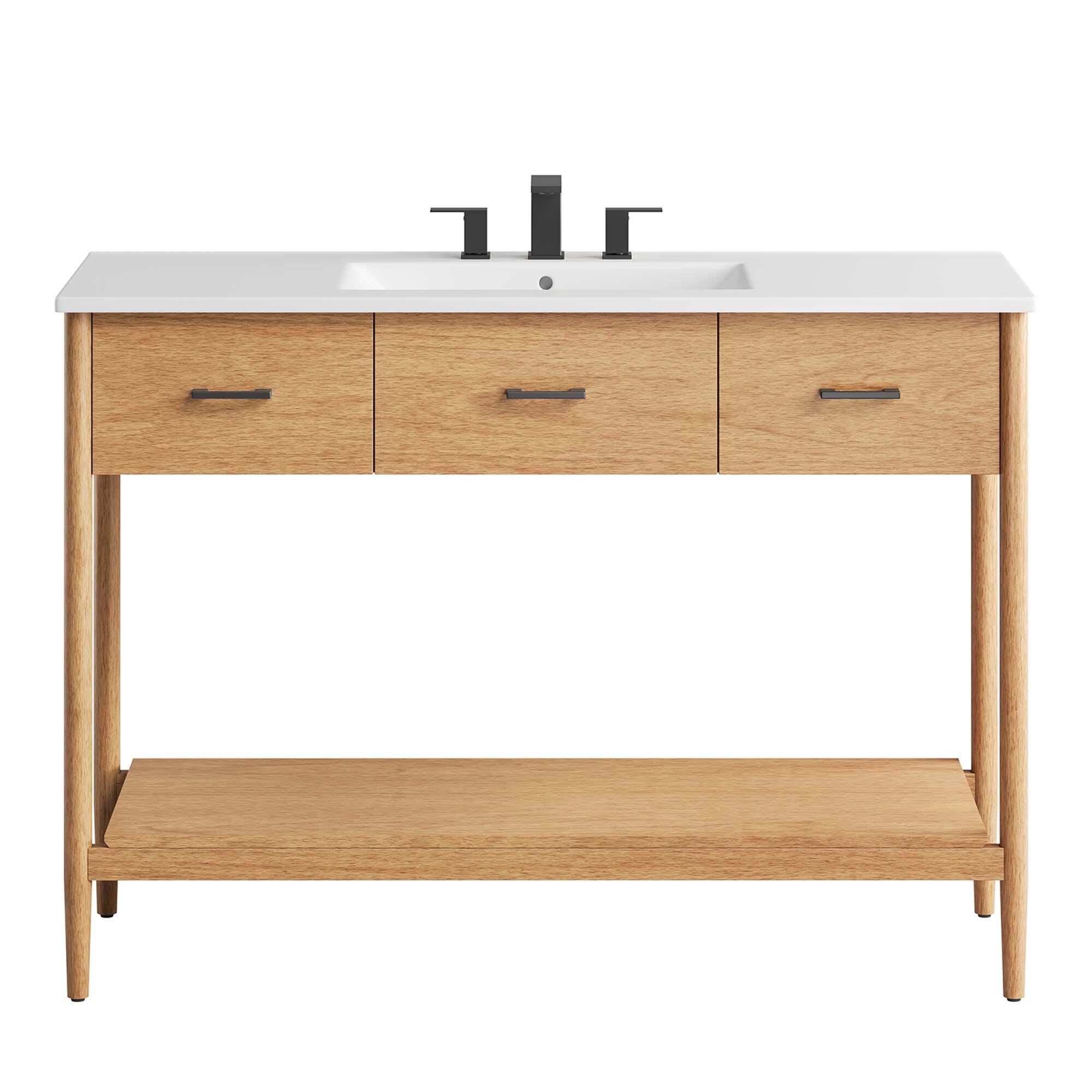 Modway Zaire 48" Single Sink Bathroom Vanity, Natural/White, large