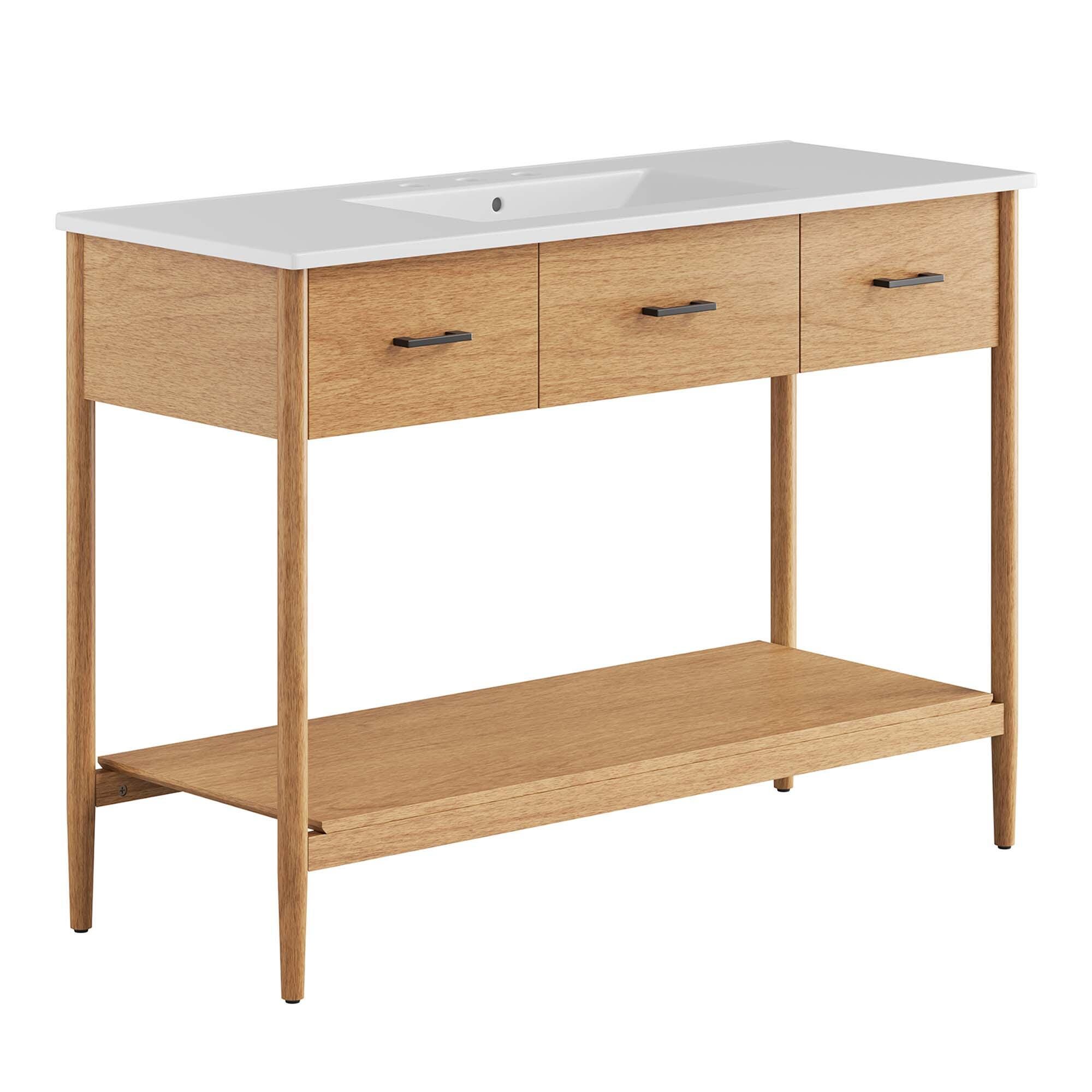 Modway Zaire 48" Single Sink Bathroom Vanity, Natural/White, large