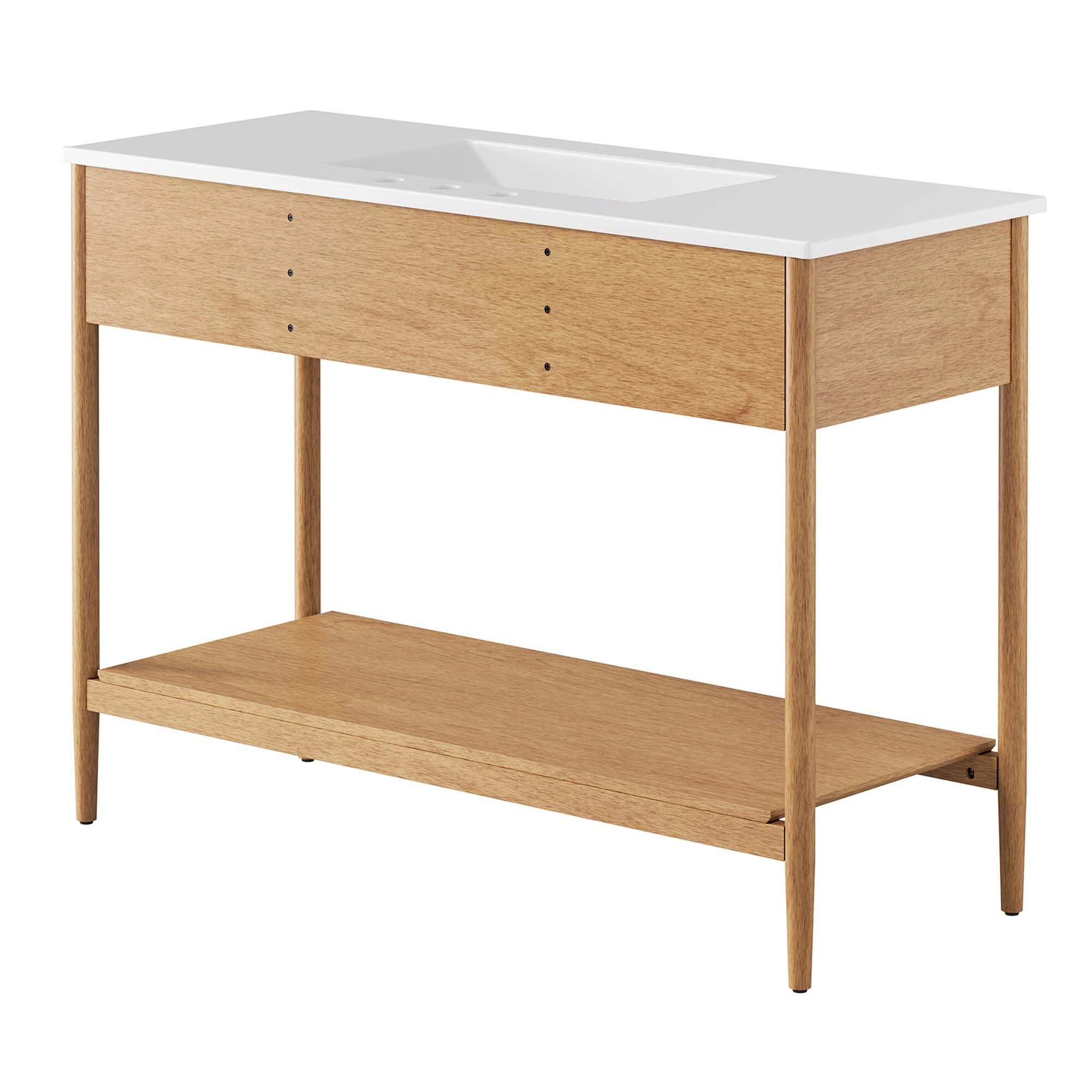 Modway Zaire 48" Single Sink Bathroom Vanity, Natural/White, large