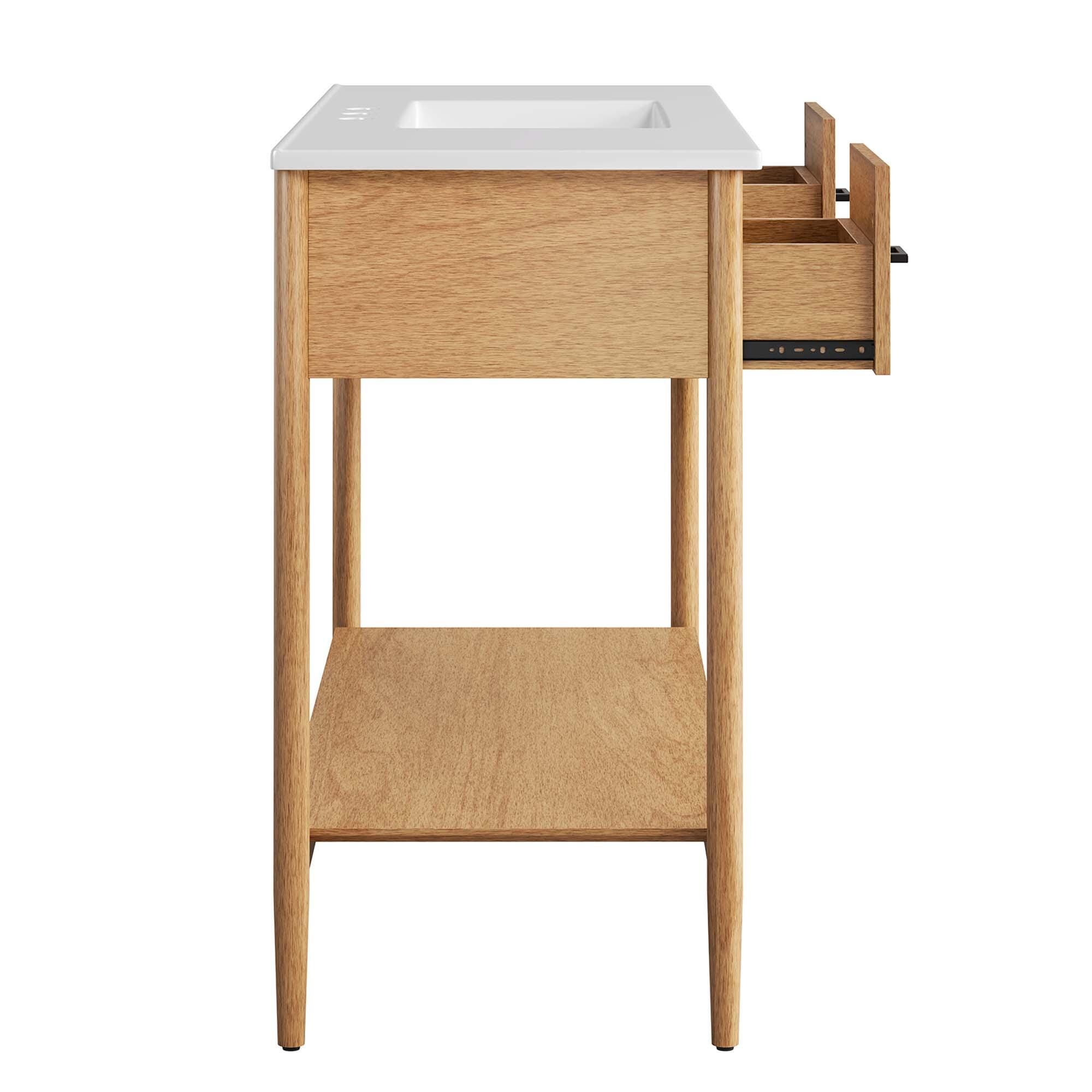Modway Zaire 48" Single Sink Bathroom Vanity, Natural/White, large