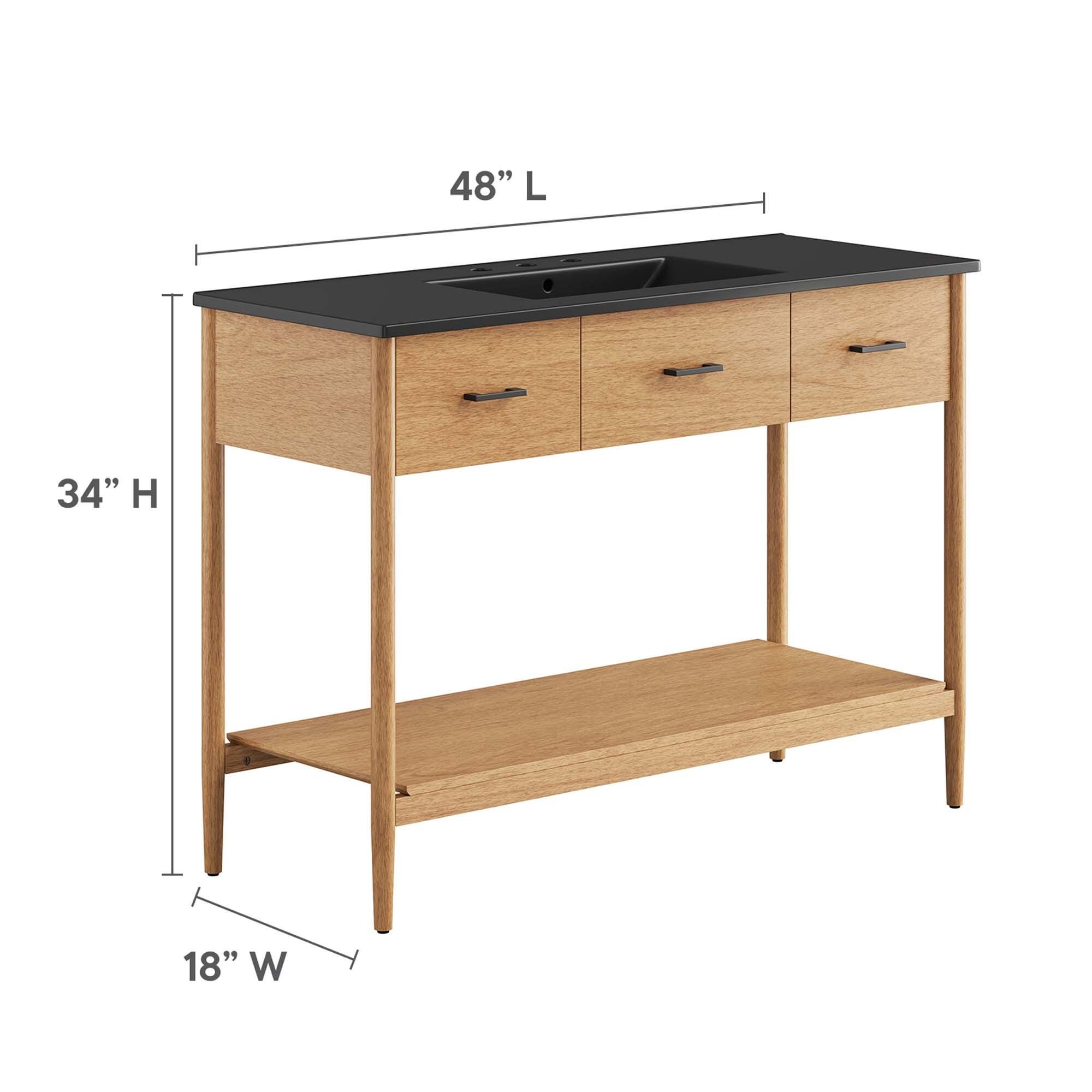 Modway Zaire 48" Single Sink Bathroom Vanity, Natural/Black, large