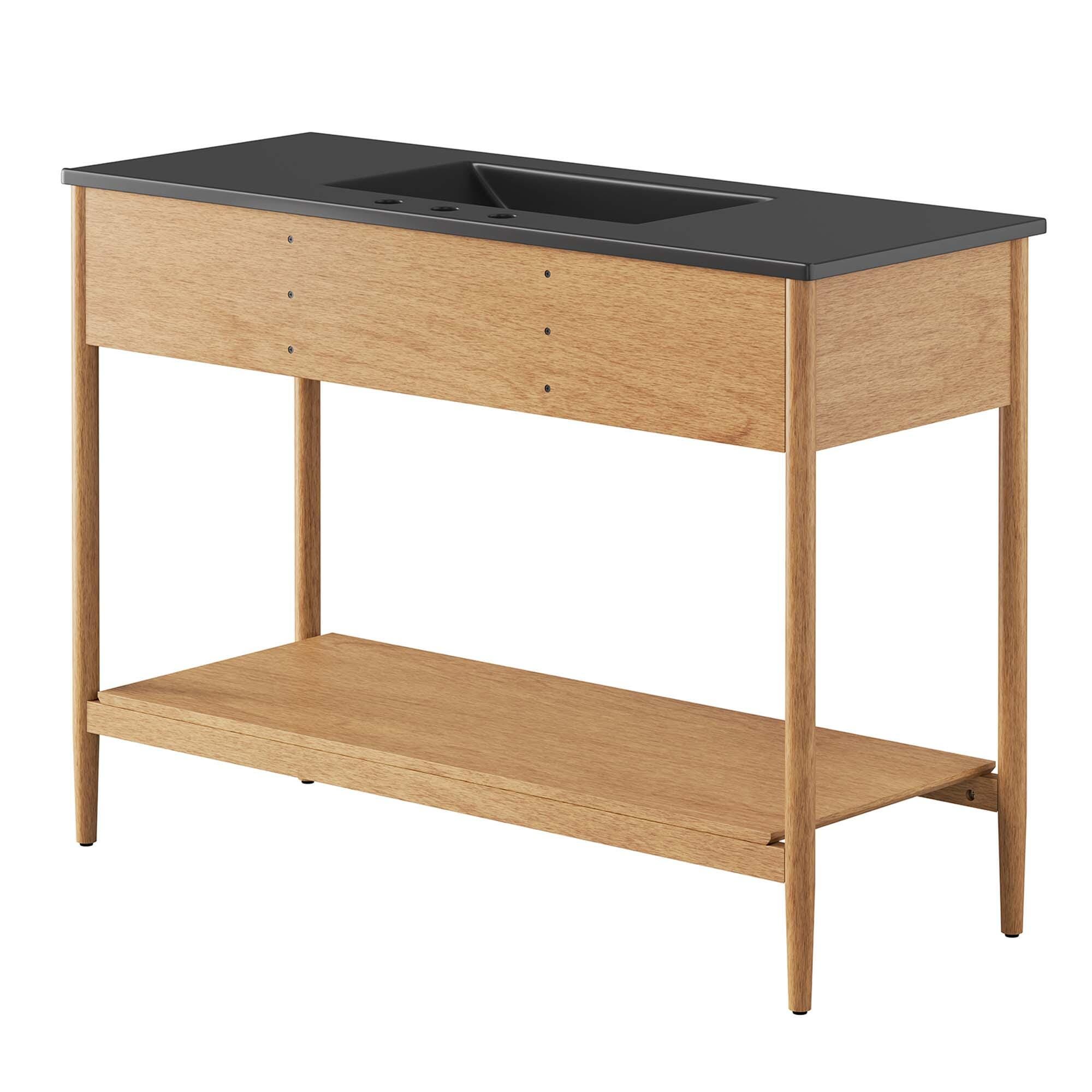 Modway Zaire 48" Single Sink Bathroom Vanity, Natural/Black, large