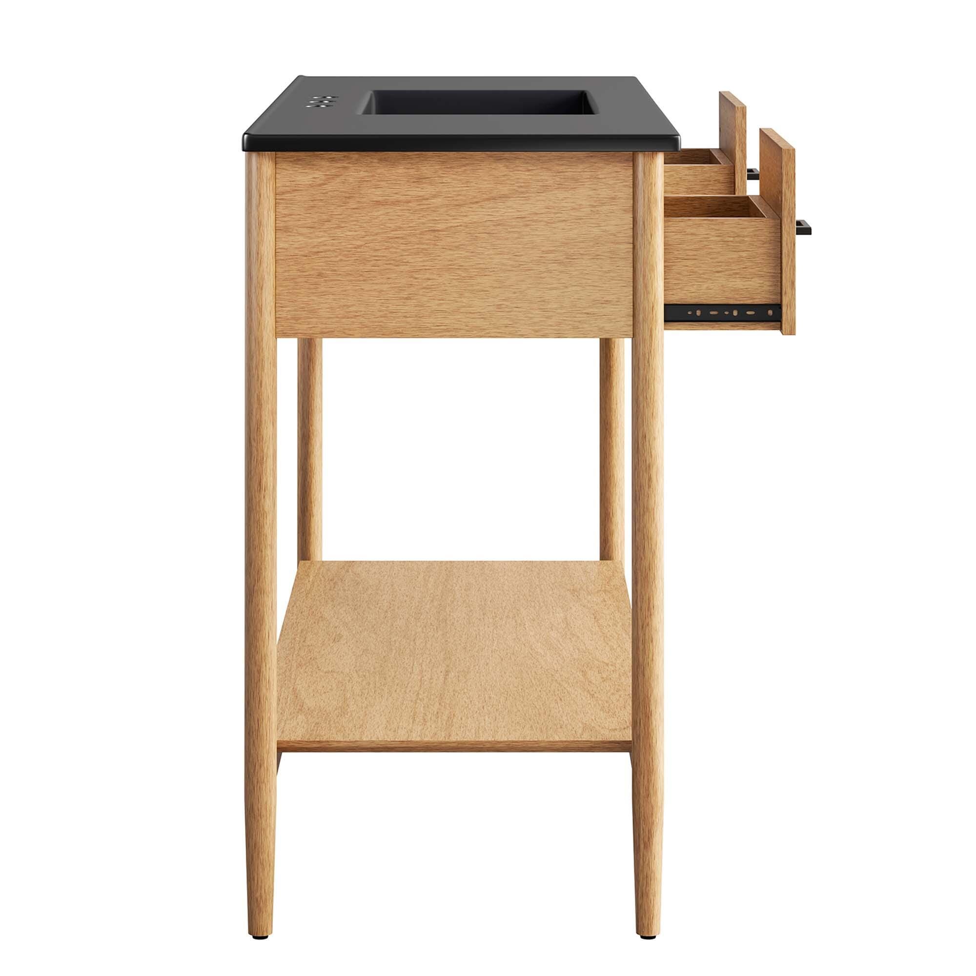 Modway Zaire 48" Single Sink Bathroom Vanity, Natural/Black, large