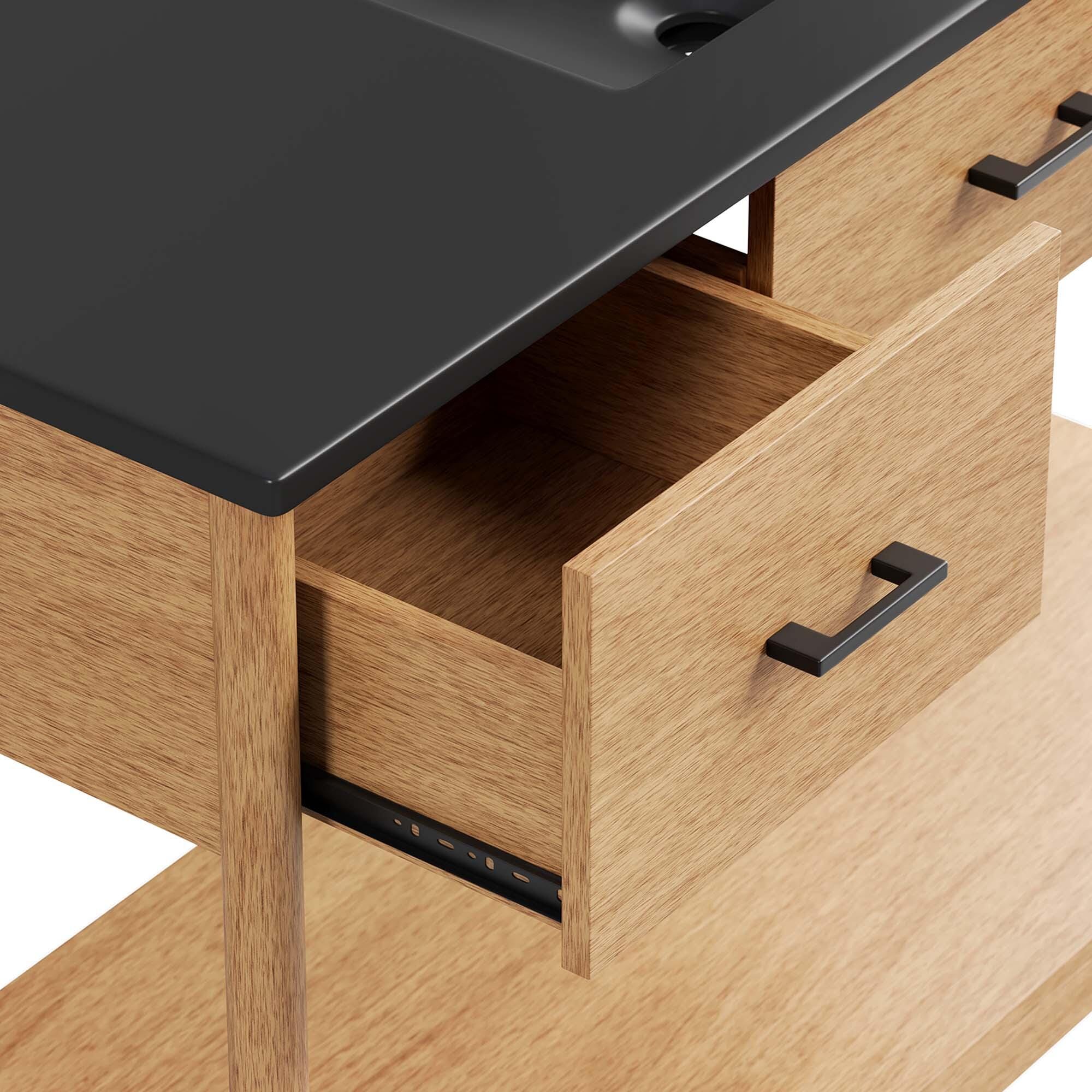 Modway Zaire 48" Single Sink Bathroom Vanity, Natural/Black, large