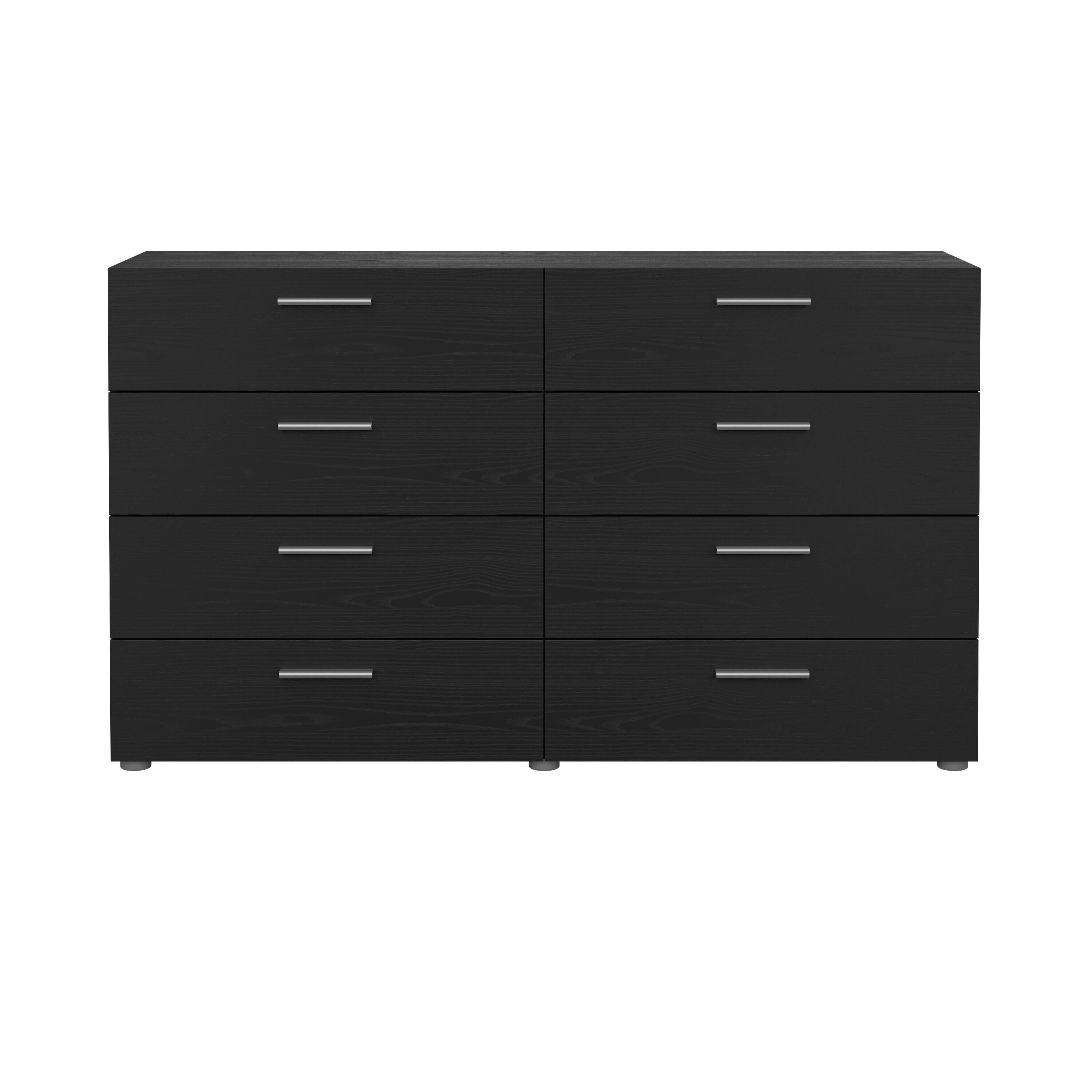 Tvilum Austin 55" 8 Drawer Double Dresser, Black Woodgrain, large