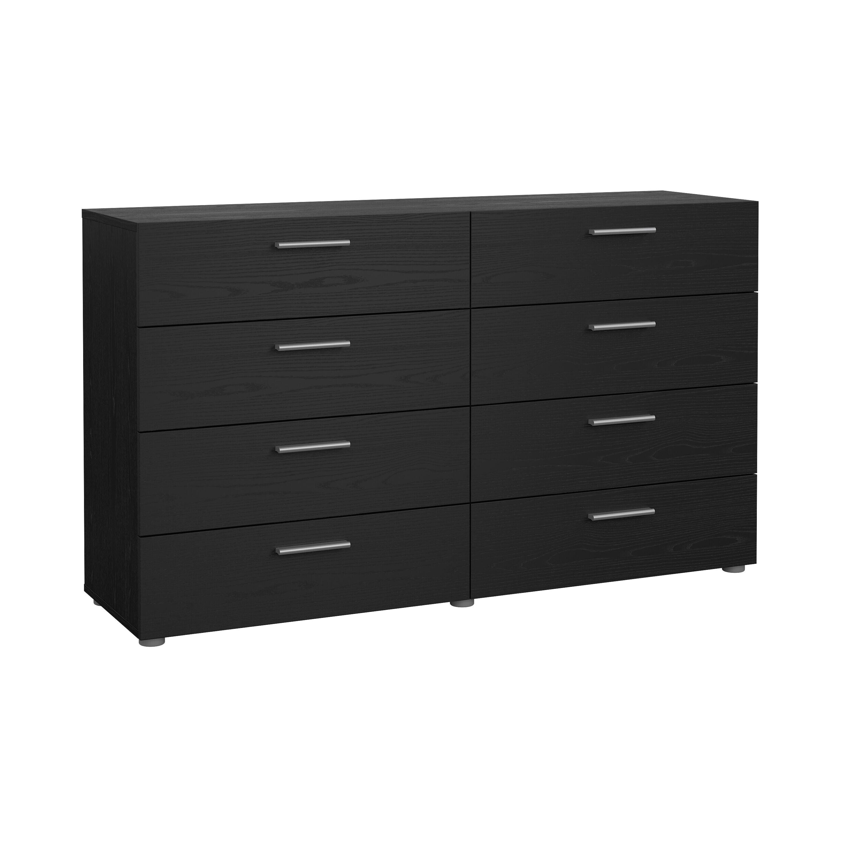 Tvilum Austin 55" 8 Drawer Double Dresser, Black Woodgrain, large