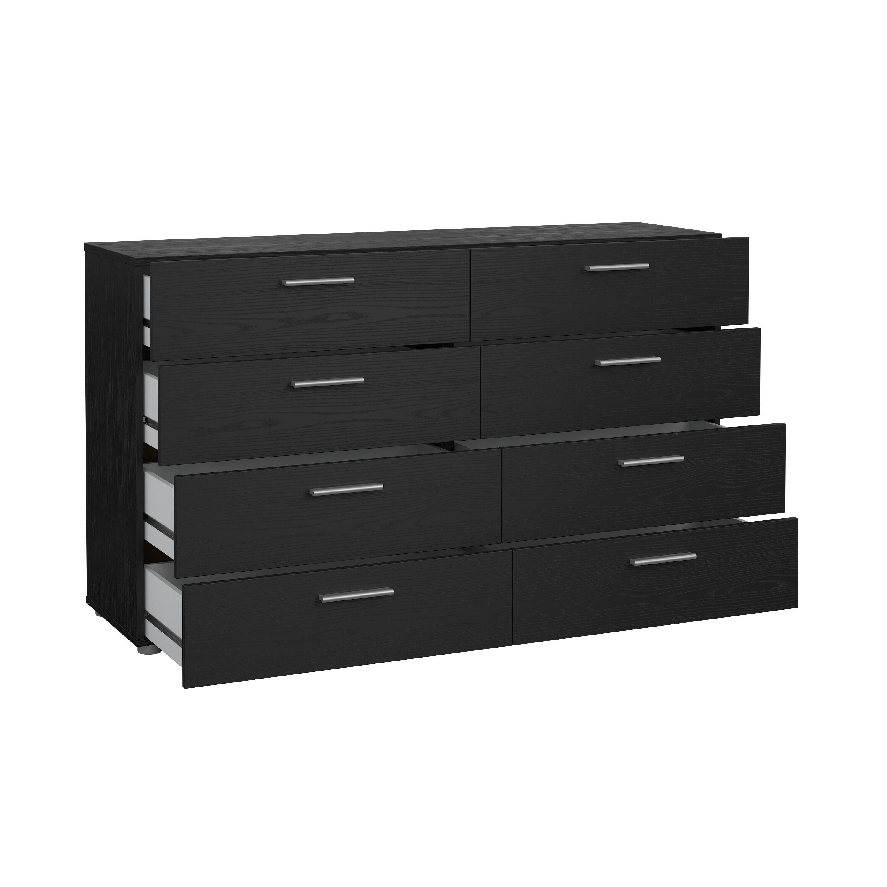 Tvilum Austin 55" 8 Drawer Double Dresser, Black Woodgrain, large