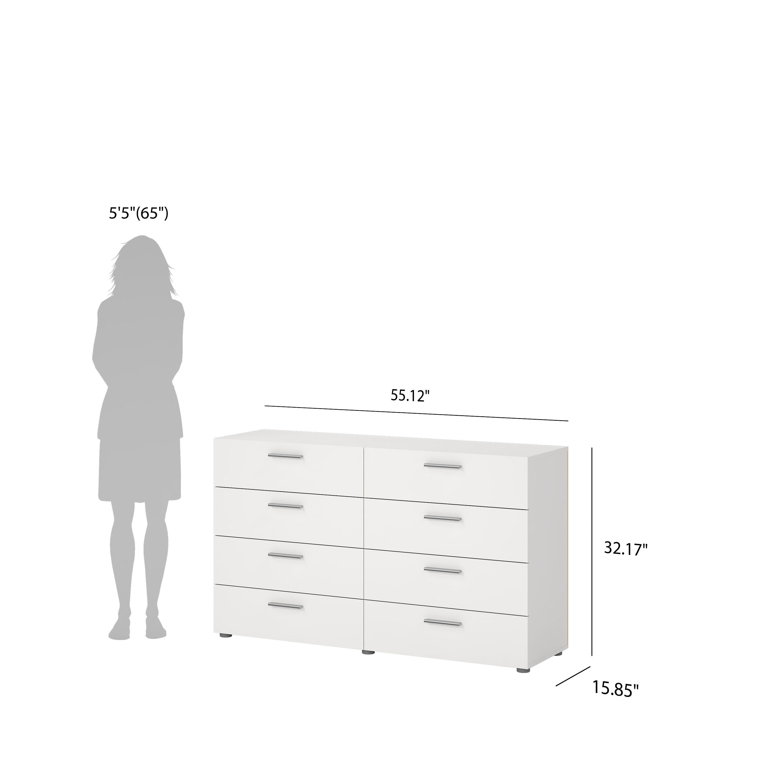 Tvilum Austin 55" 8 Drawer Double Dresser, White, large