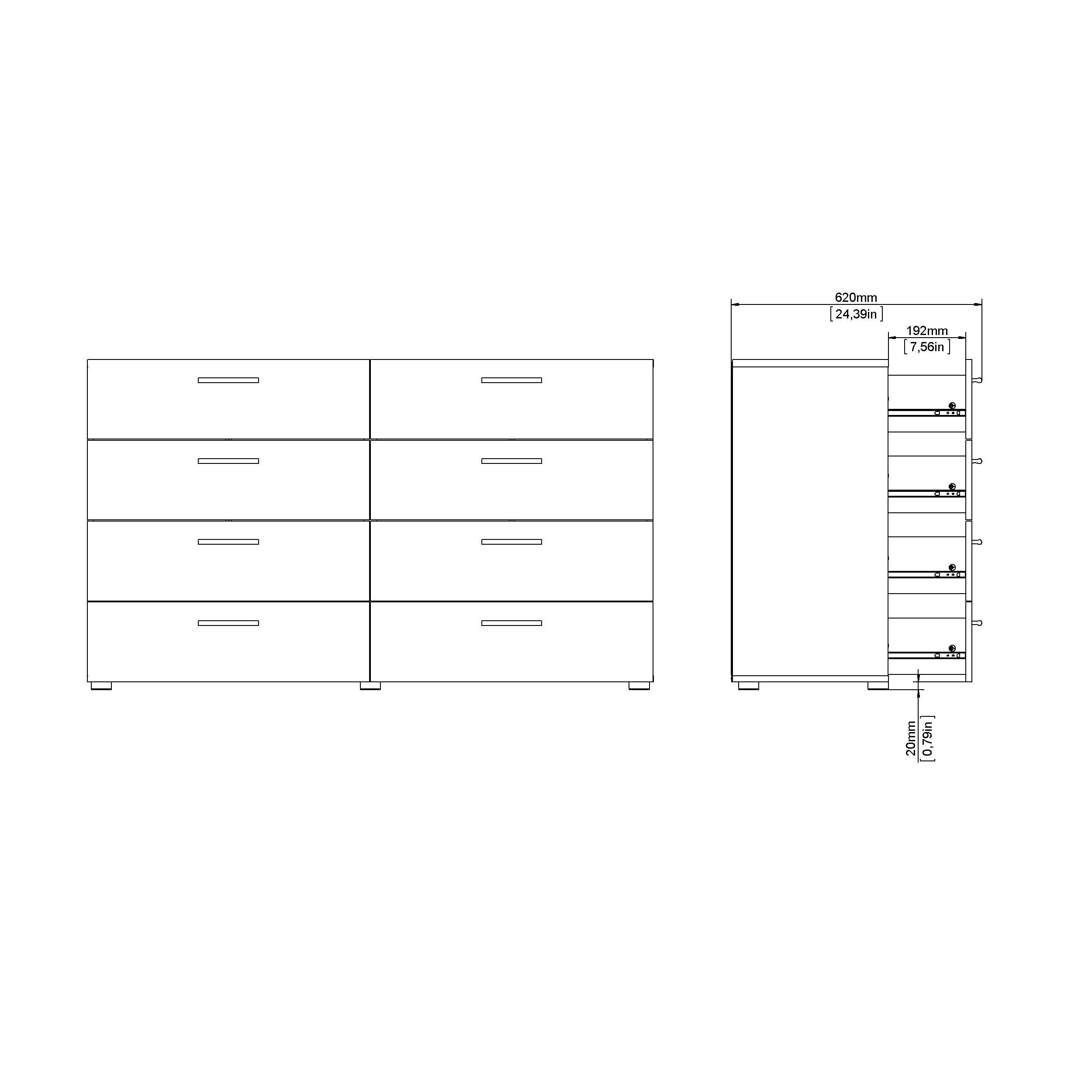 Tvilum Austin 55" 8 Drawer Double Dresser, Oak/White, large