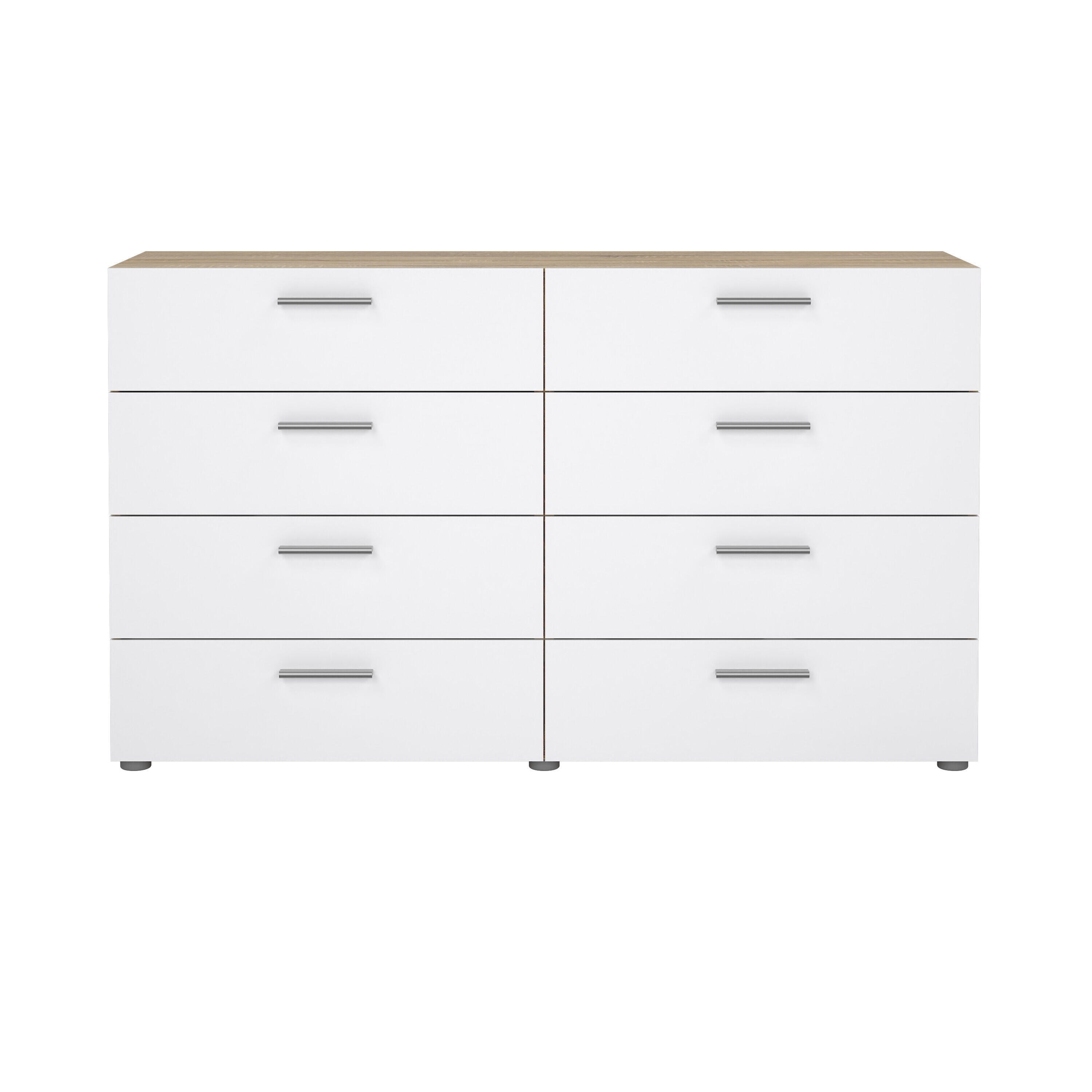 Tvilum Austin 55" 8 Drawer Double Dresser, Oak/White, large