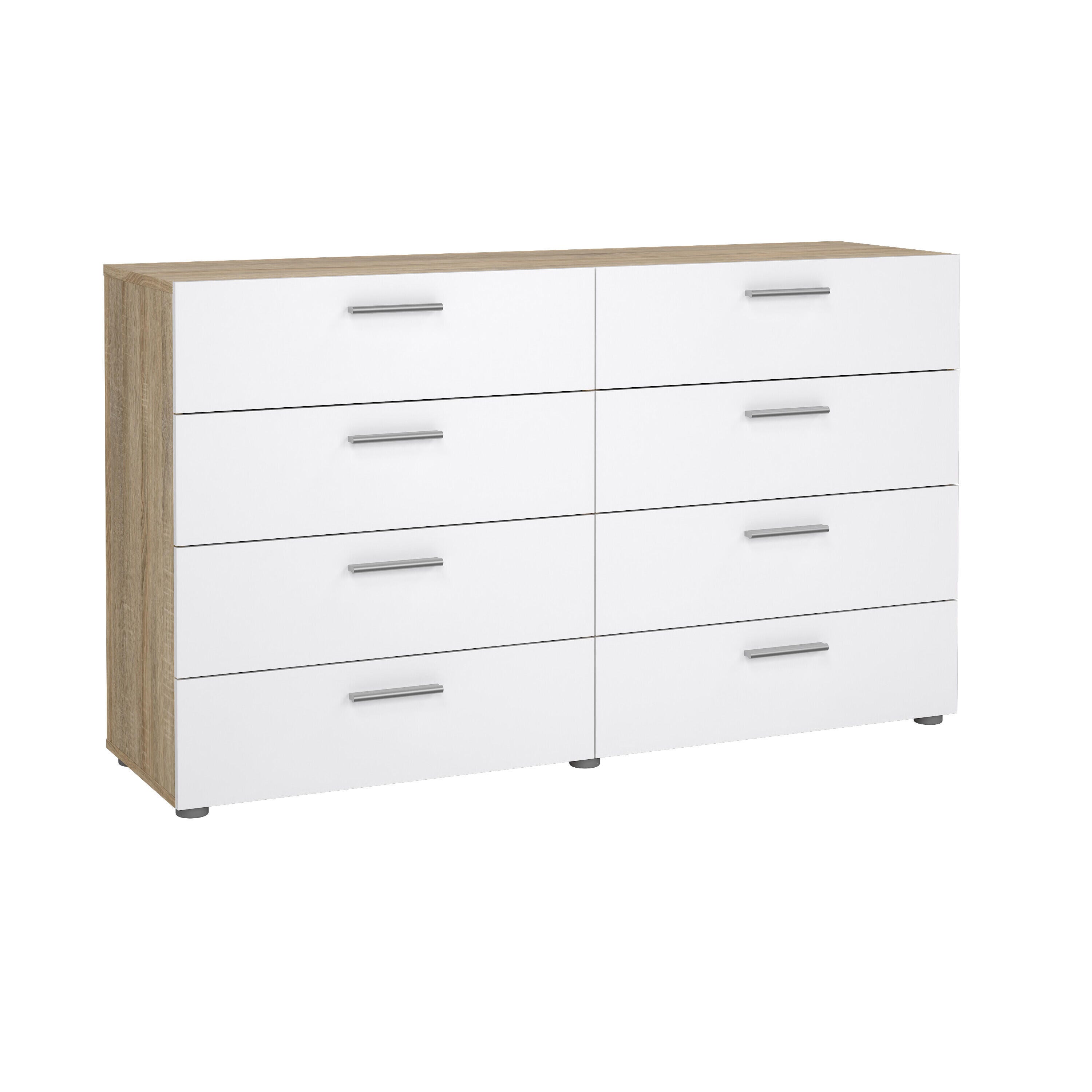 Tvilum Austin 55" 8 Drawer Double Dresser, Oak/White, large