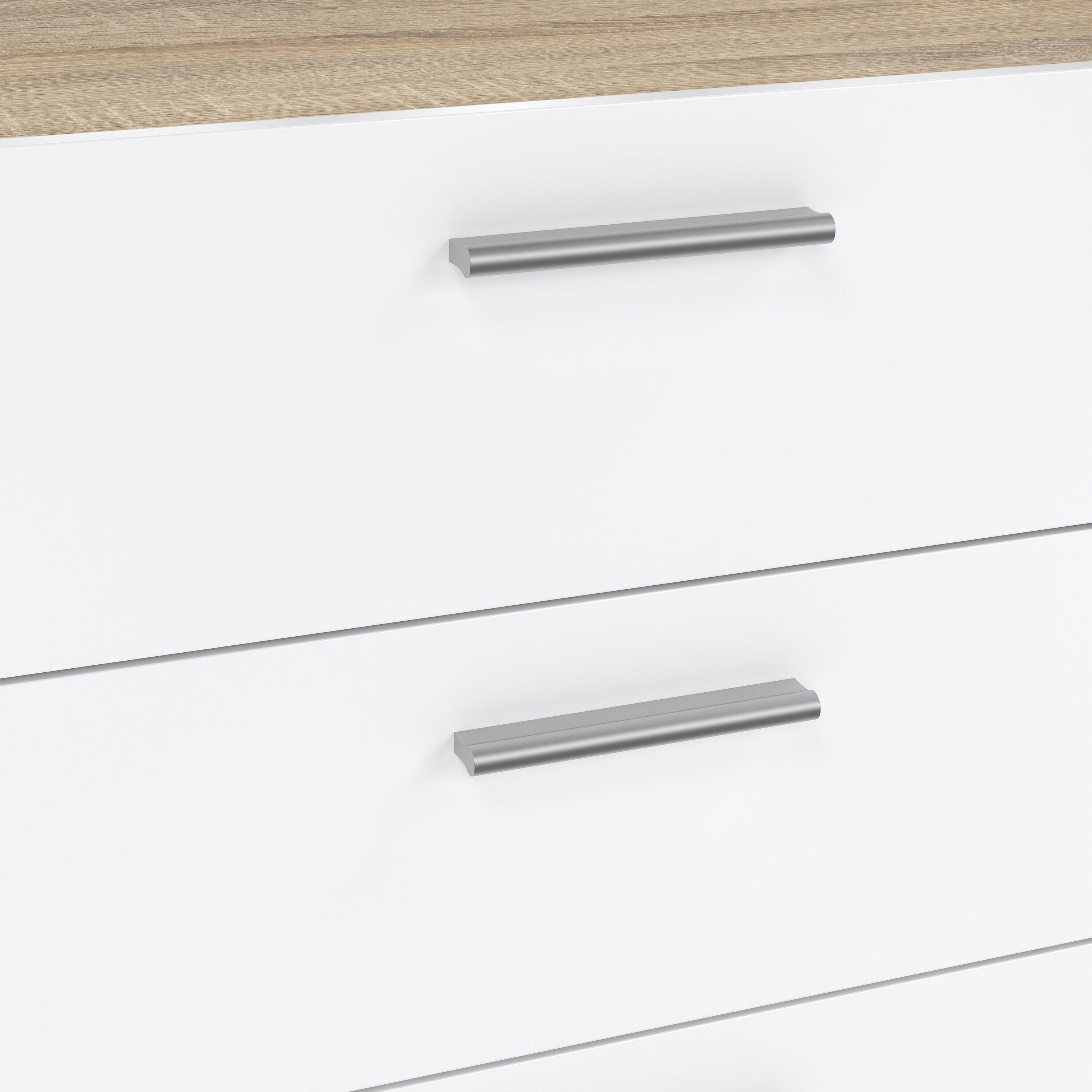 Tvilum Austin 55" 8 Drawer Double Dresser, Oak/White, large