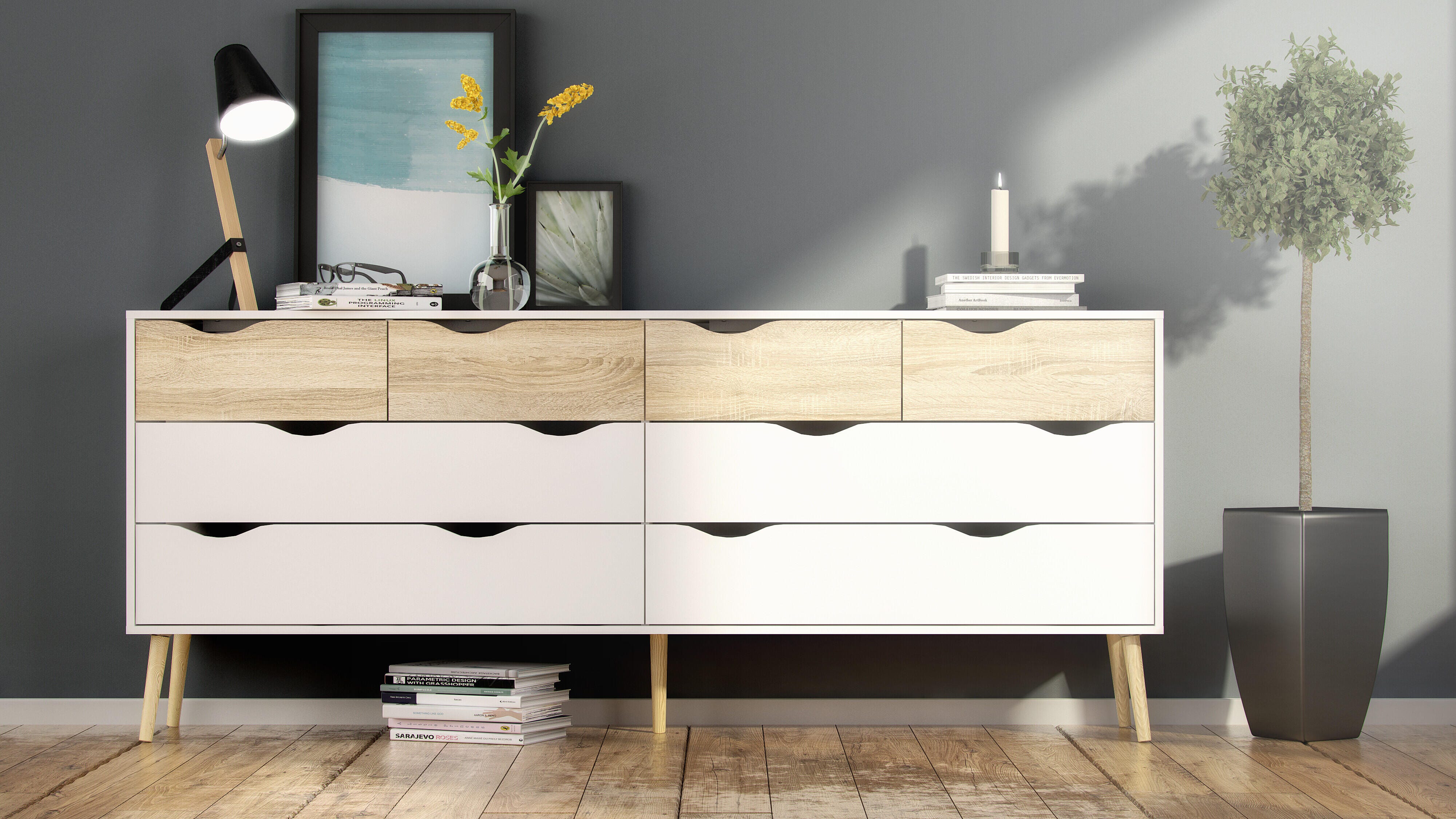 Tvilum Diana 77" 8 Drawer Double Dresser, , rollover