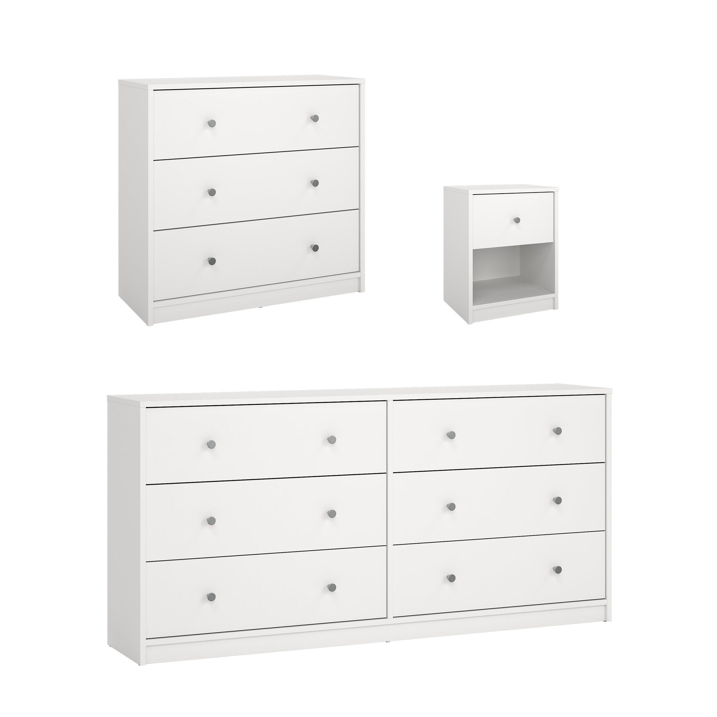 Tvilum May 6 Drawer Dresser with Chest and Nightstand, White, large
