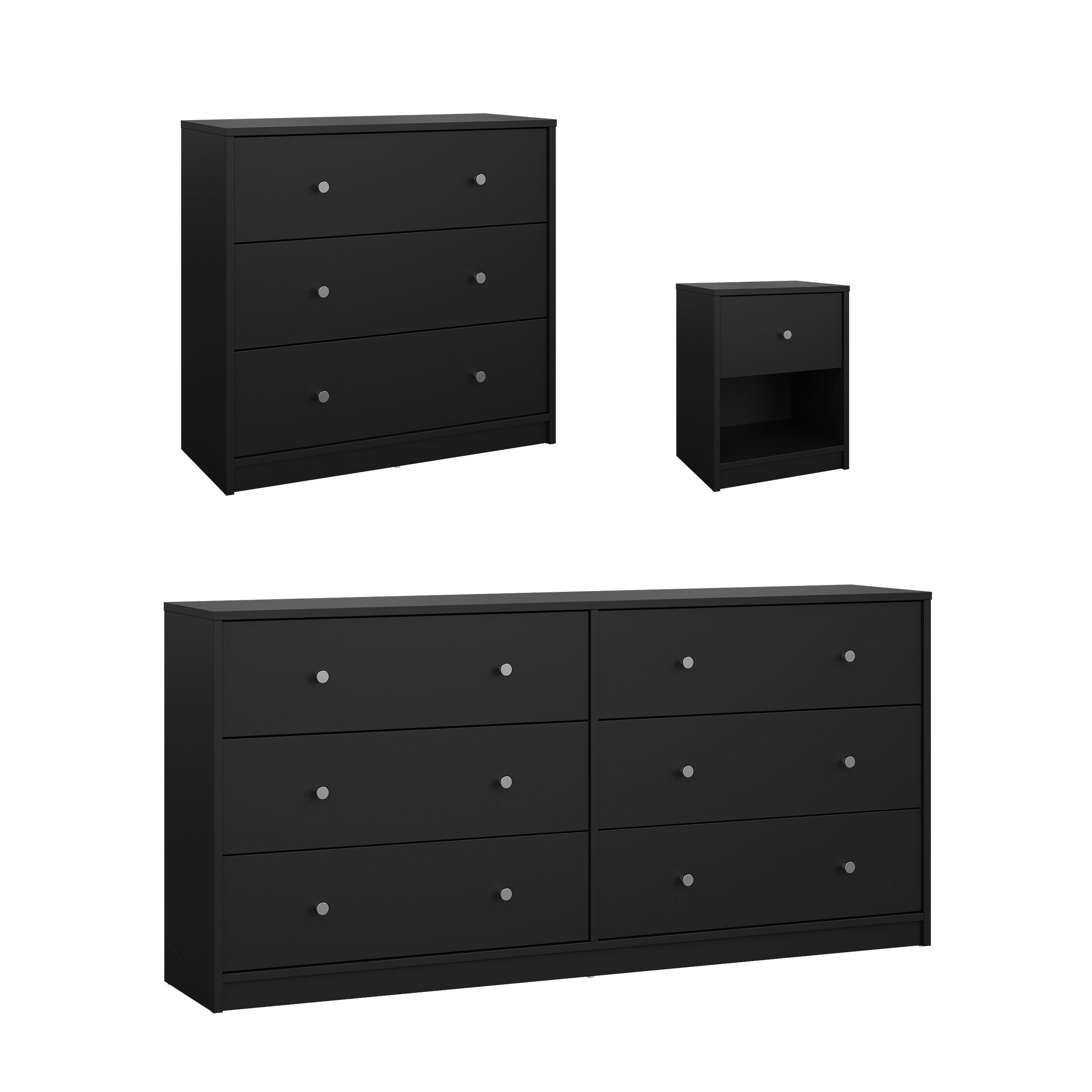 Tvilum May 6 Drawer Dresser with Chest and Nightstand, Black, large
