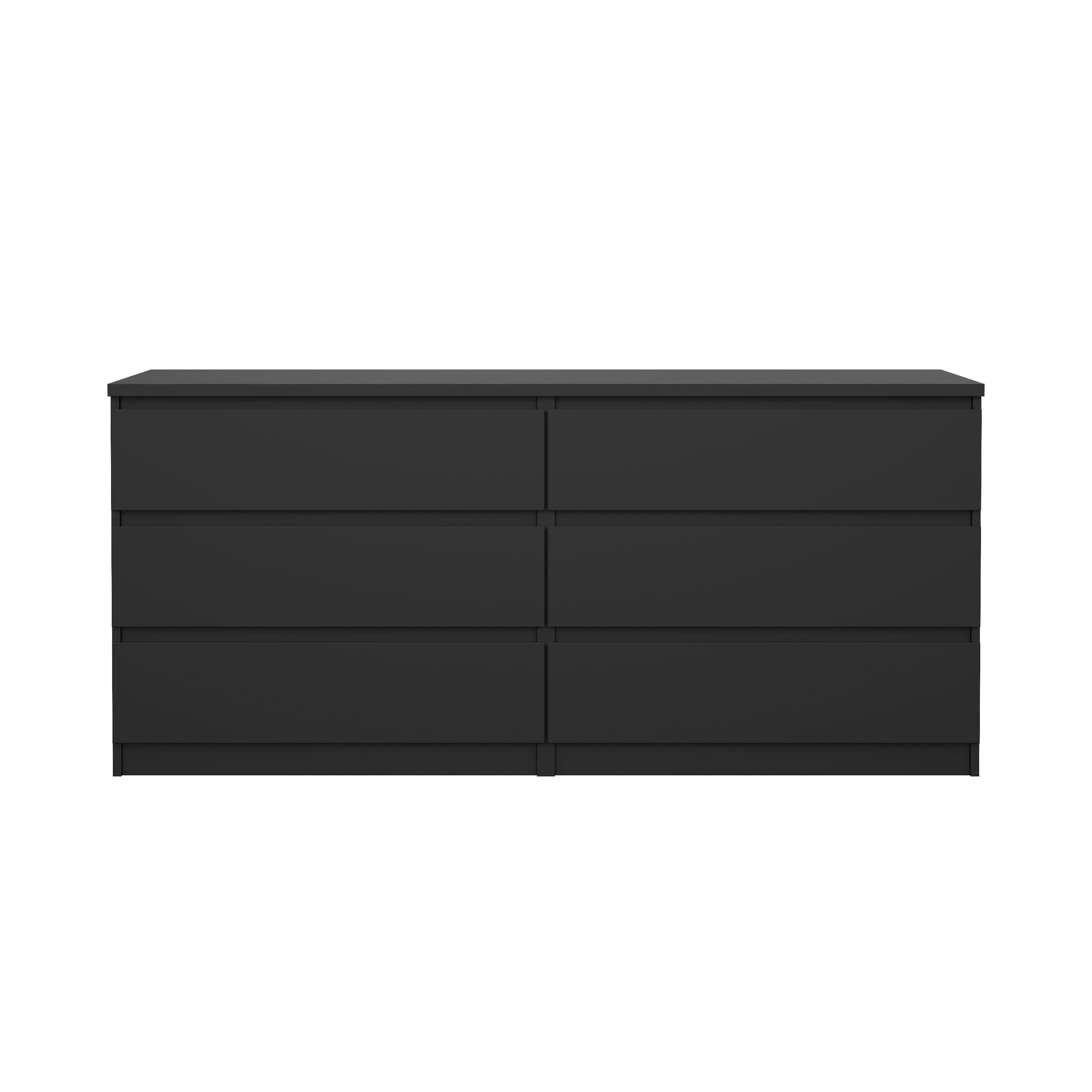 Tvilum Scottsdale 61" 6 Drawer Double Dresser, Black, large