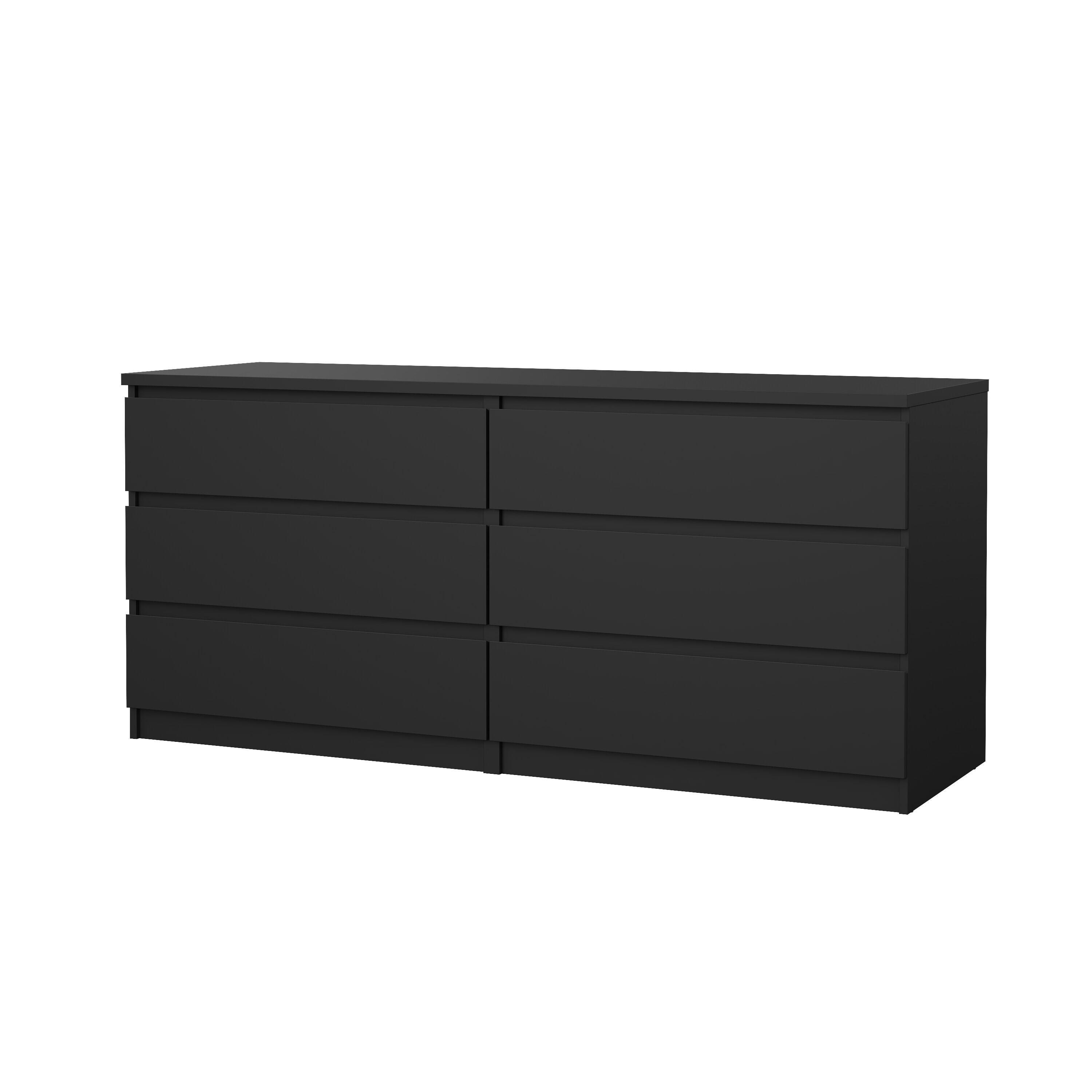Tvilum Scottsdale 61" 6 Drawer Double Dresser, Black, large