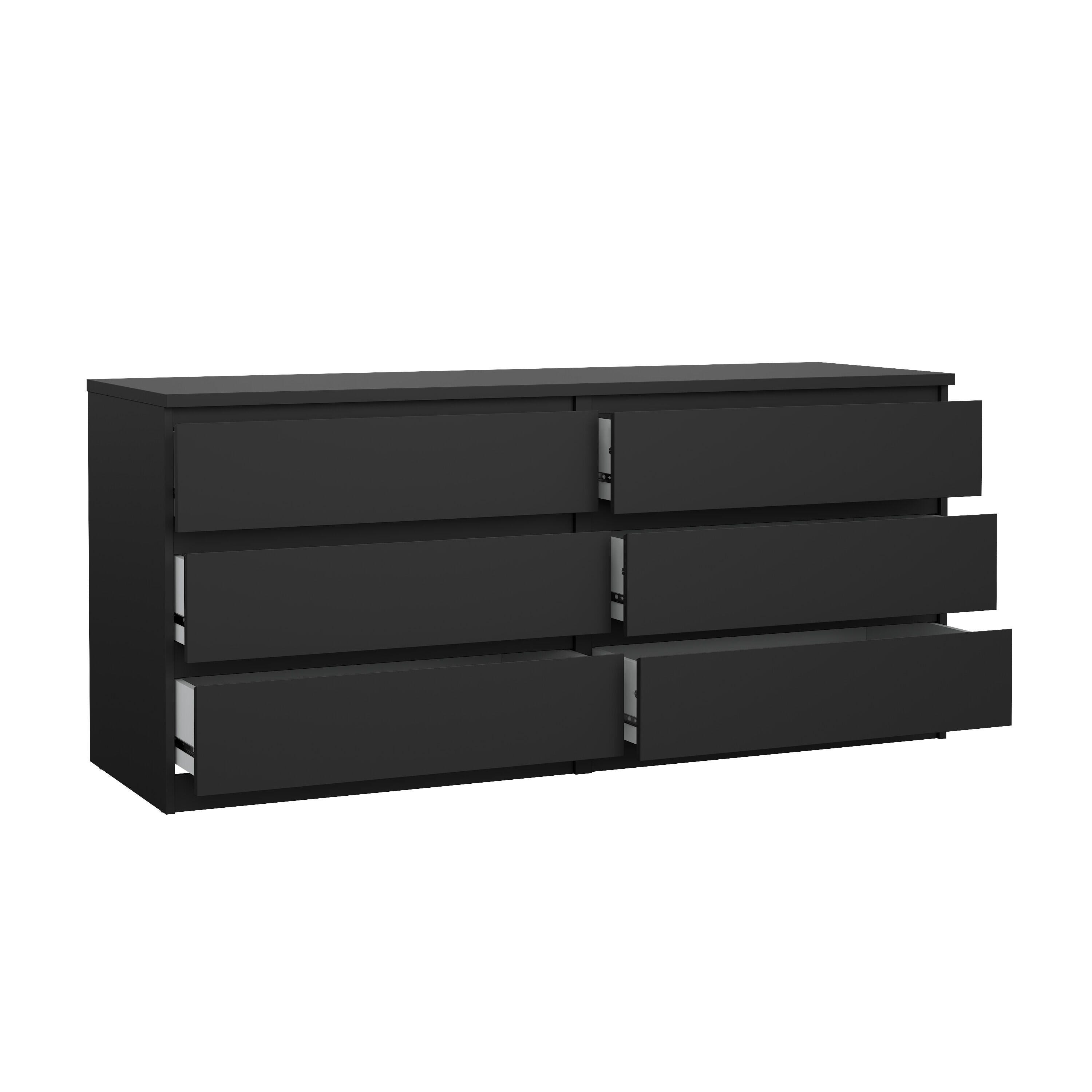Tvilum Scottsdale 61" 6 Drawer Double Dresser, Black, large