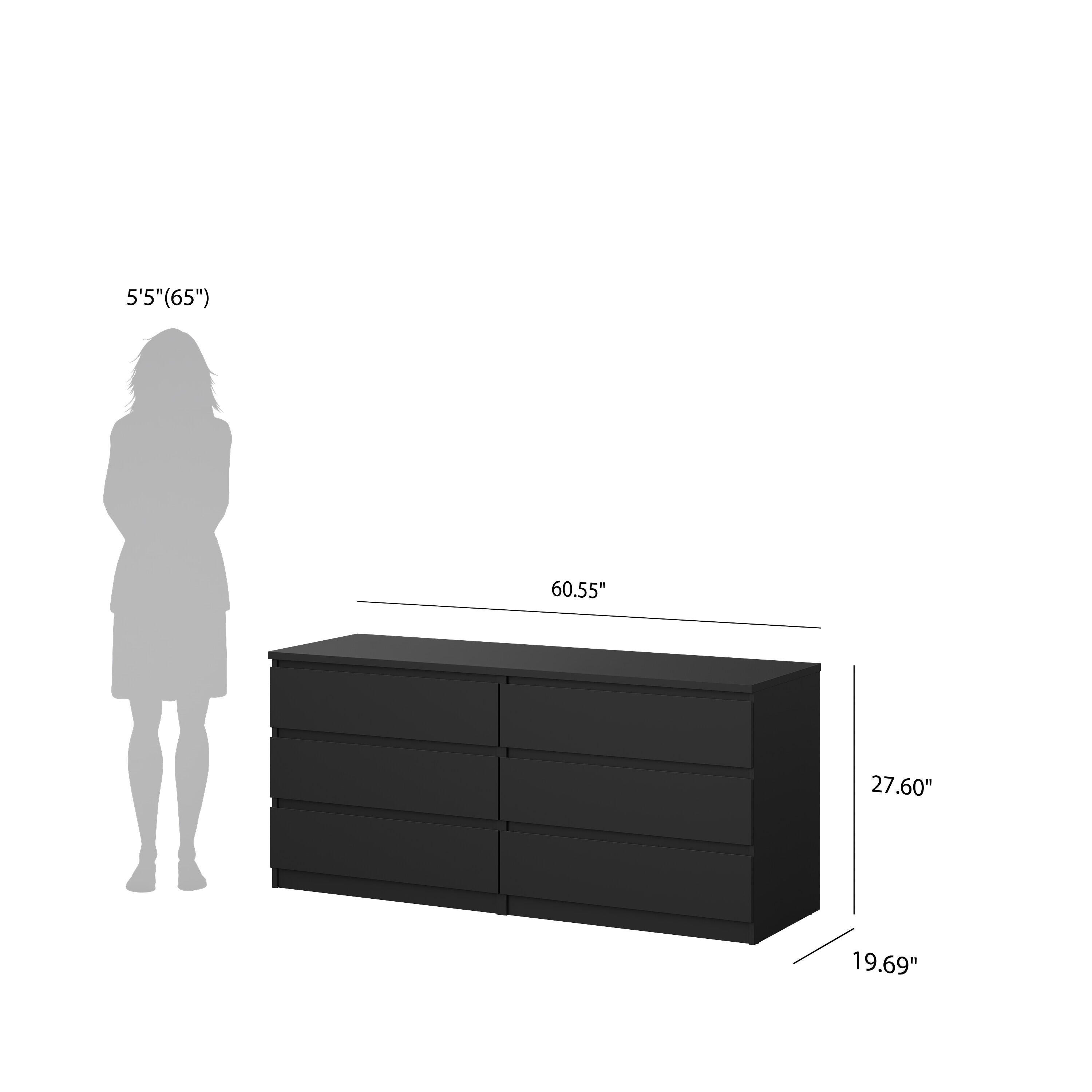 Tvilum Scottsdale 61" 6 Drawer Double Dresser, Black, large