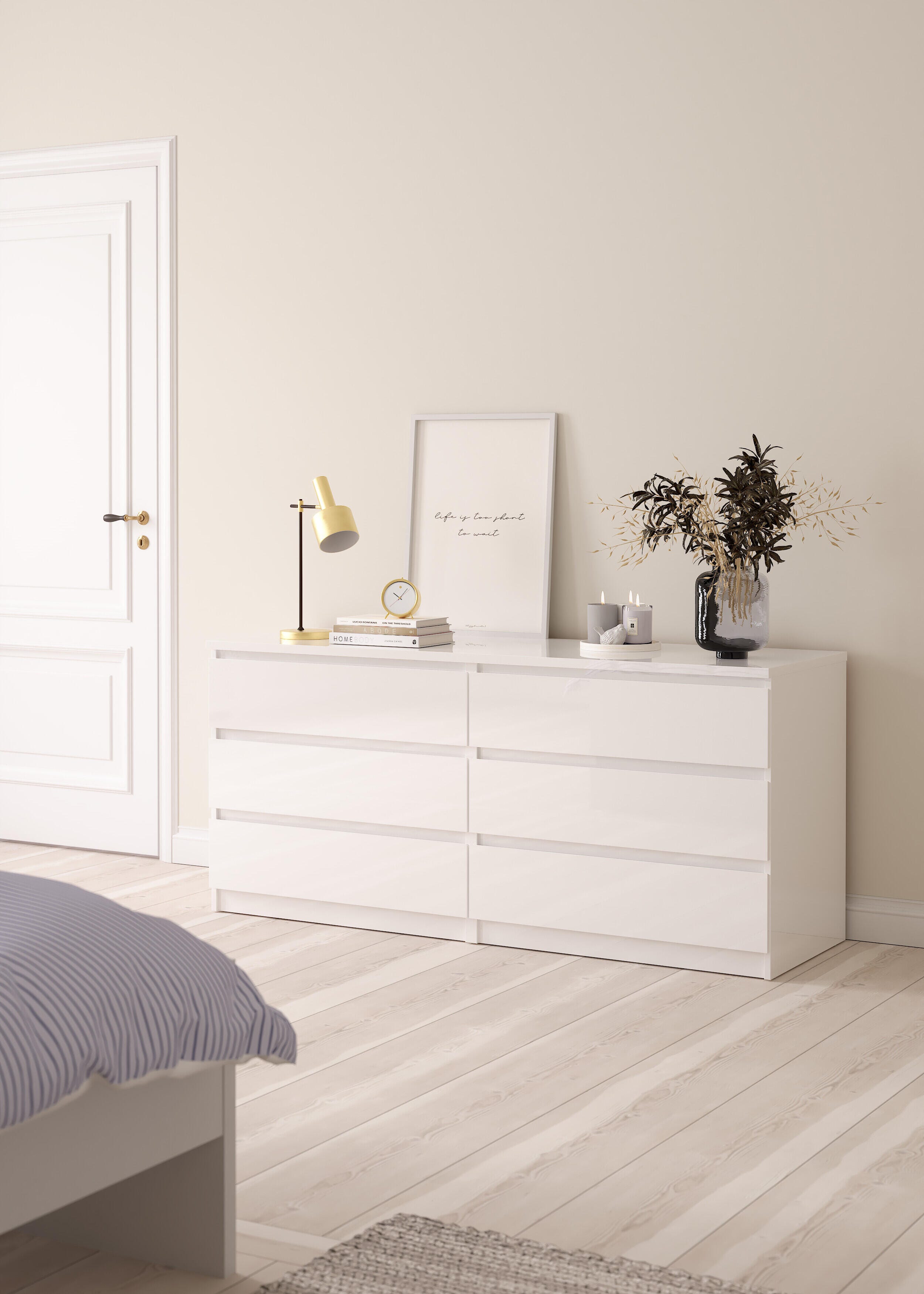 Tvilum Scottsdale 61" 6 Drawer Double Dresser, White, rollover