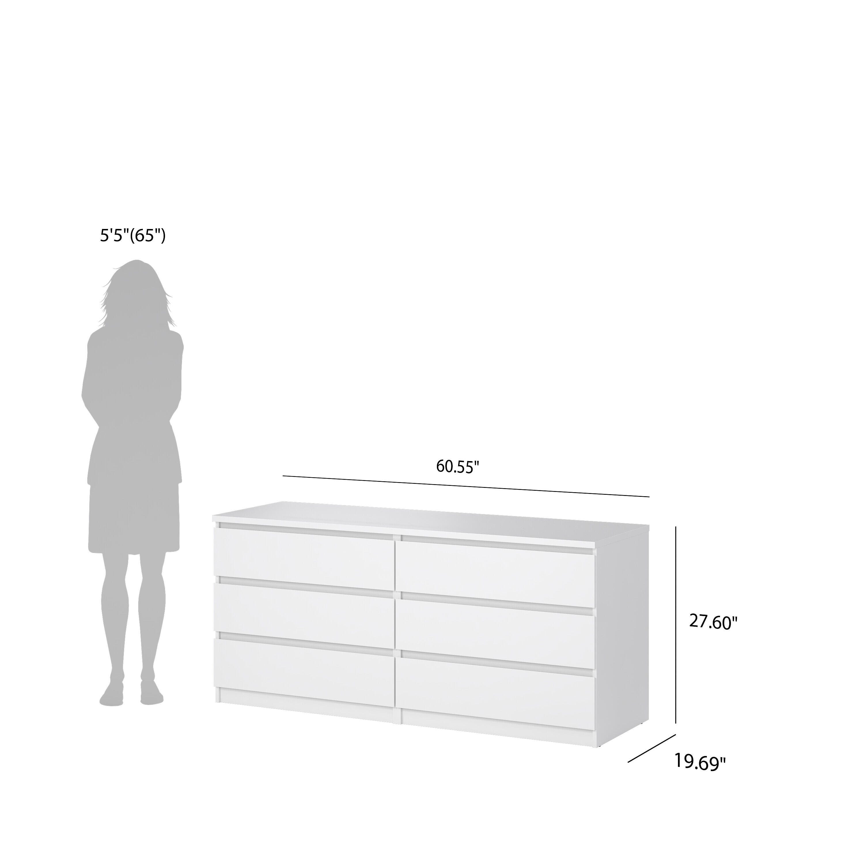 Tvilum Scottsdale 61" 6 Drawer Double Dresser, White, large
