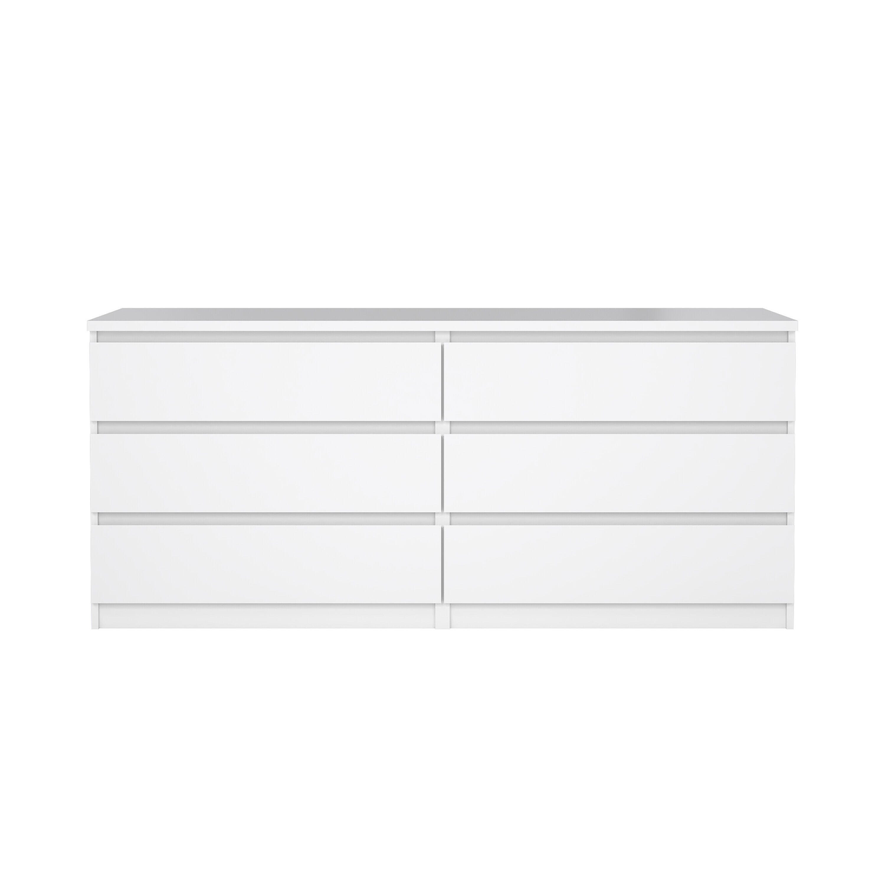 Tvilum Scottsdale 61" 6 Drawer Double Dresser, White, large