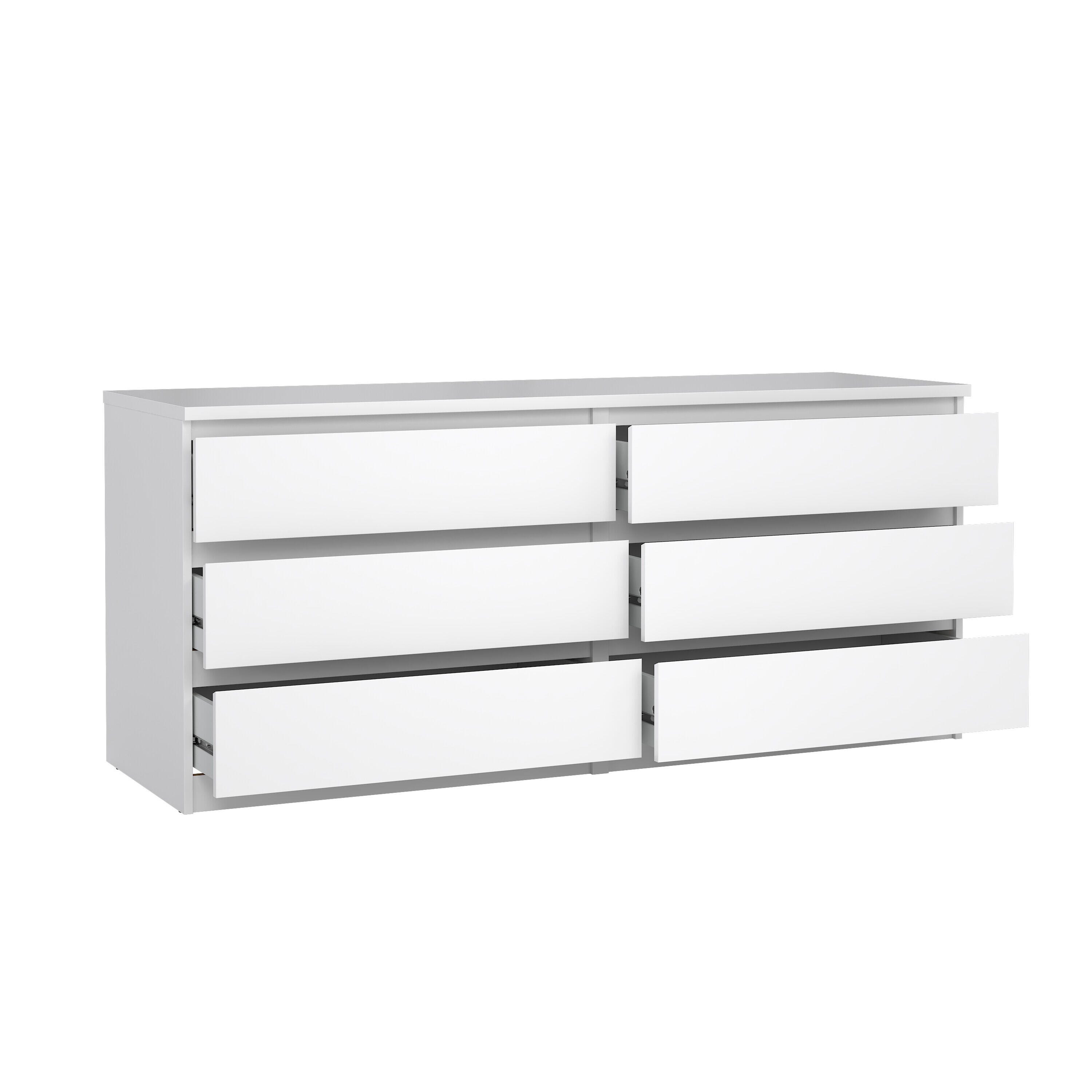 Tvilum Scottsdale 61" 6 Drawer Double Dresser, White, large