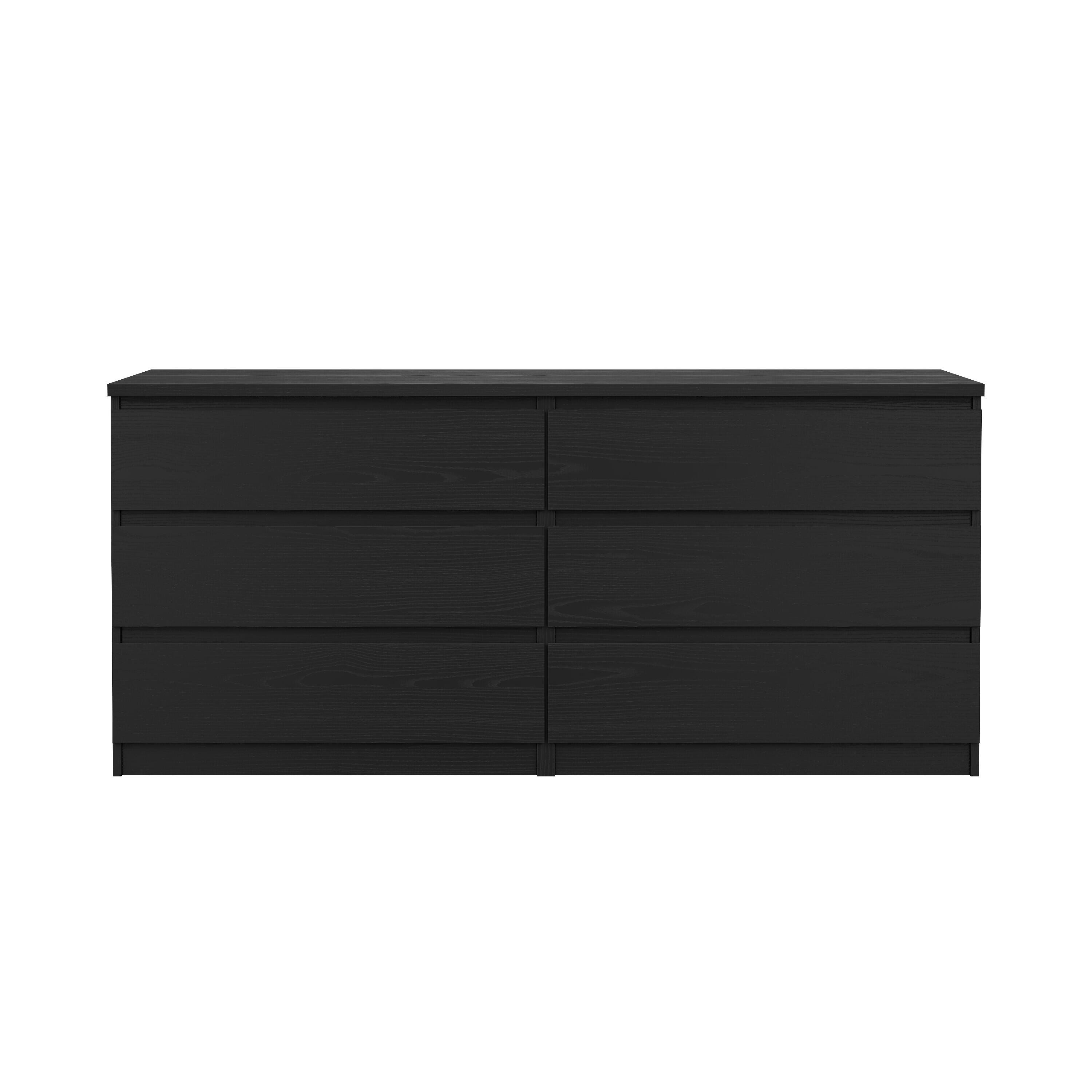 Tvilum Scottsdale 61" 6 Drawer Double Dresser, Black Woodgrain, large