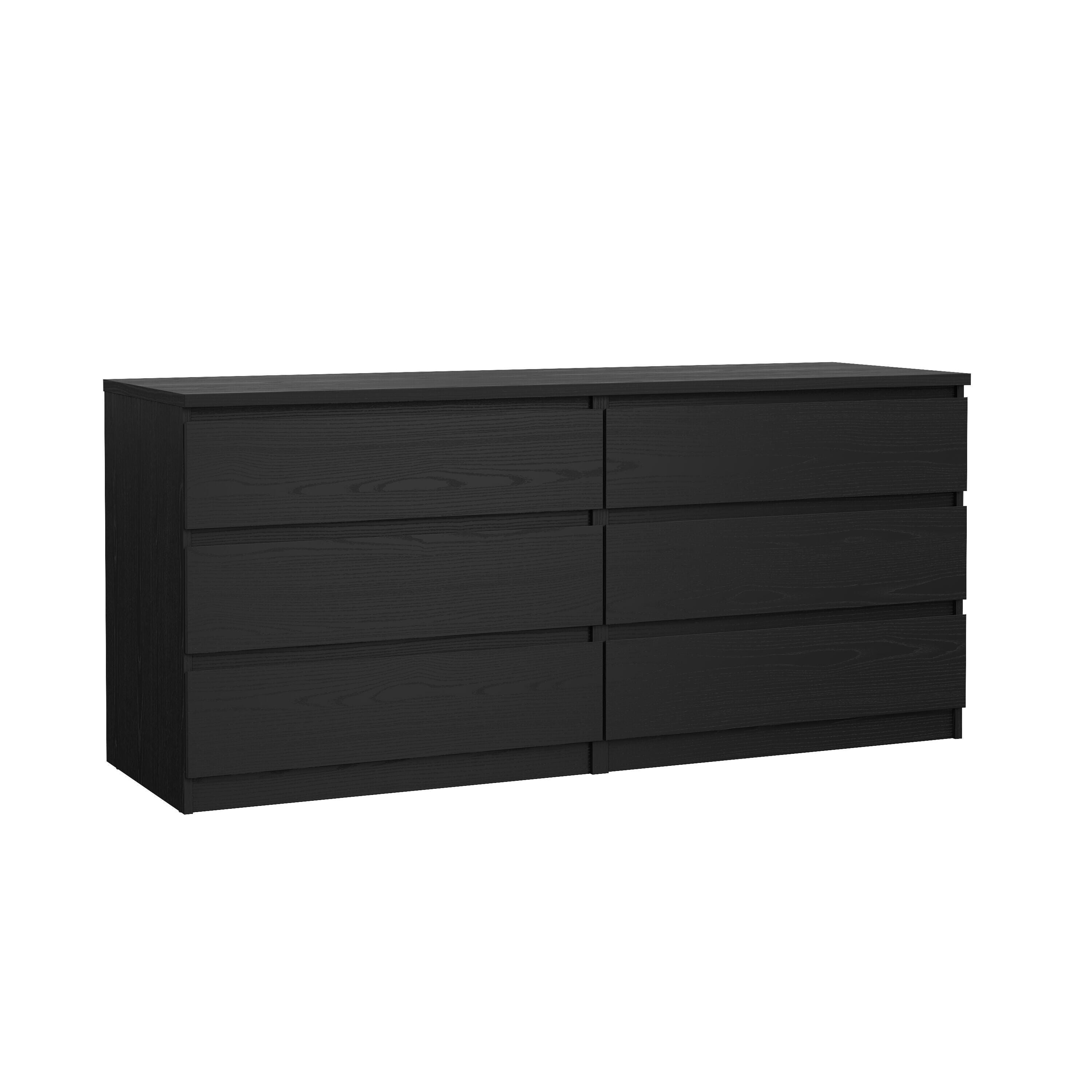 Tvilum Scottsdale 61" 6 Drawer Double Dresser, Black Woodgrain, large