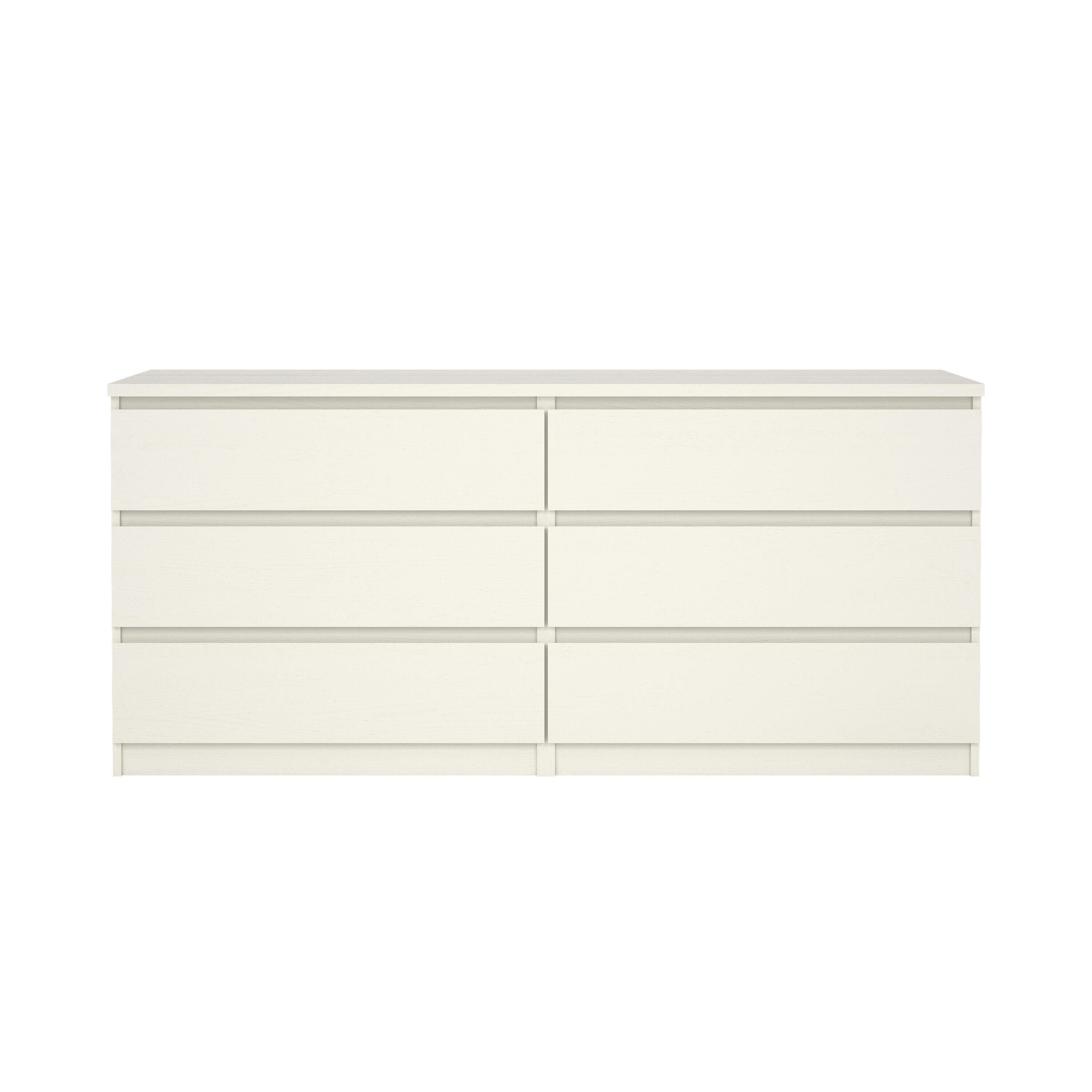 Tvilum Scottsdale 61" 6 Drawer Double Dresser, White Woodgrain, large