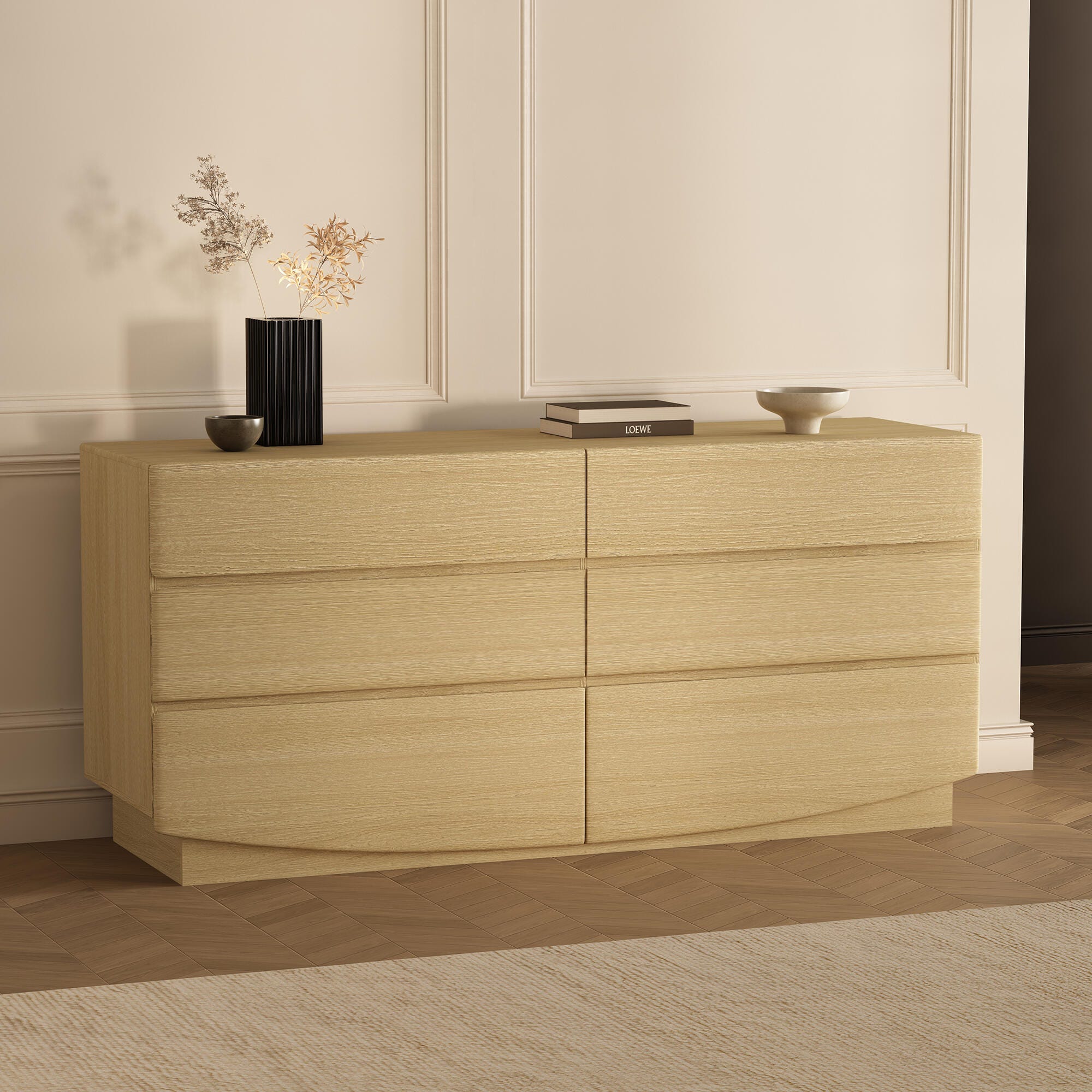 Manhattan Comfort Ardea 6 Drawer Double Dresser, Natural Oak, rollover
